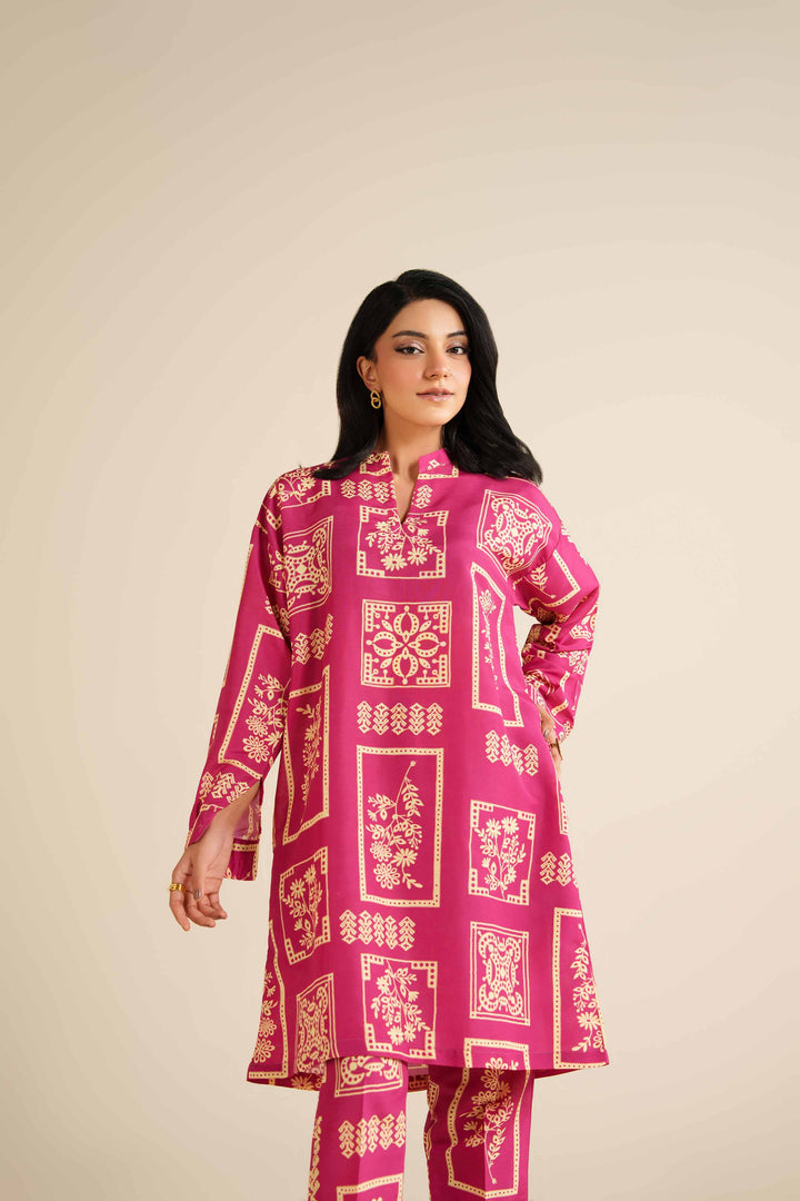 NishatUK - Fuchsia Printed Swiss Lawn 2-piece ready to wear Dress