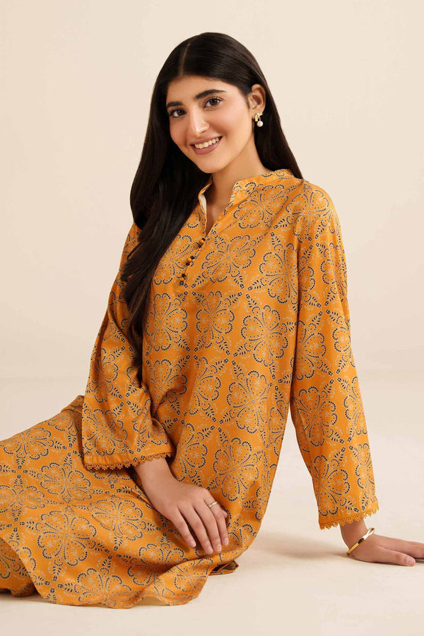 NishatUK - Mustard Printed Swiss Lawn 2-piece ready to wear Dress