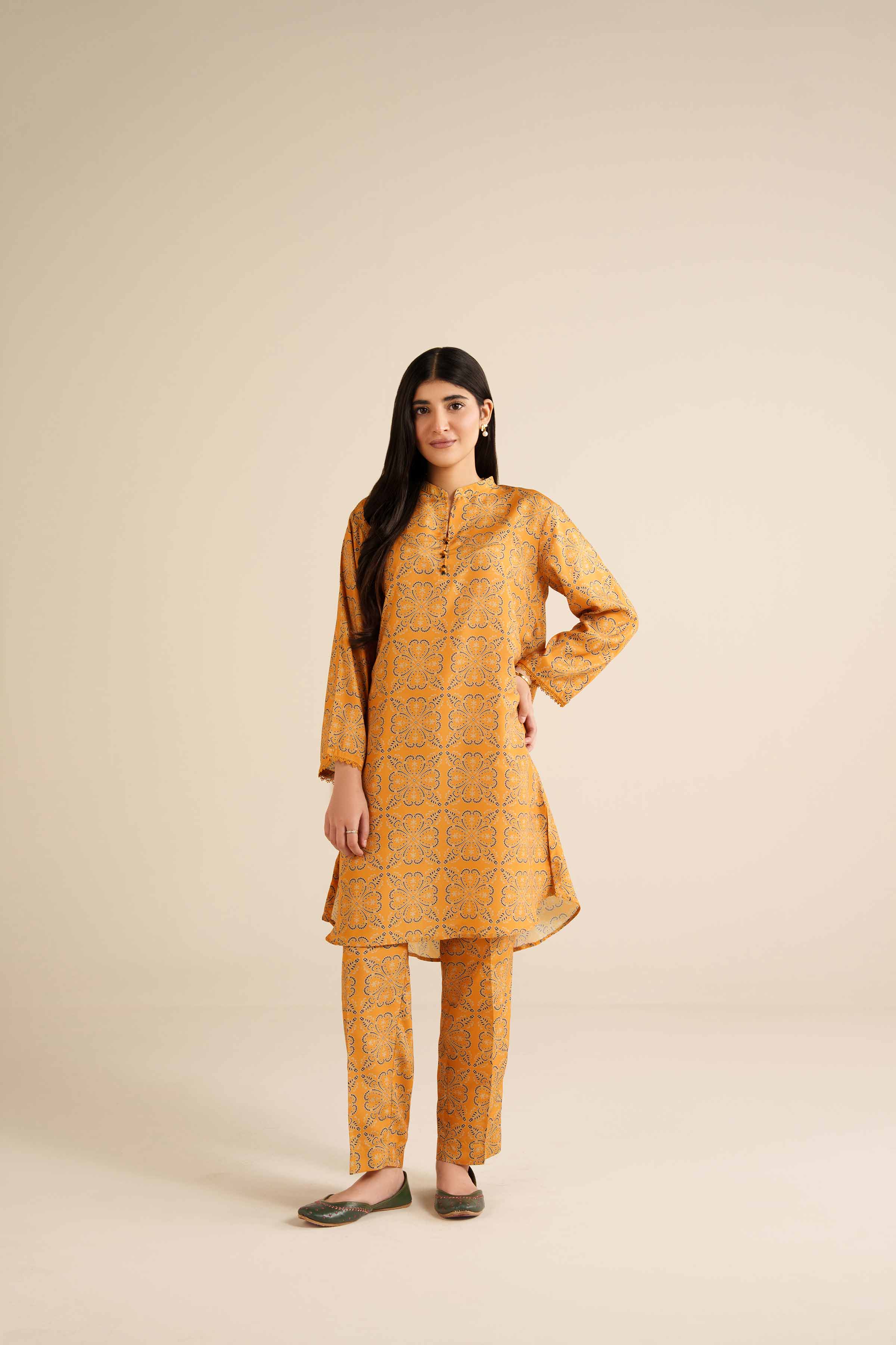 NishatUK - Mustard Printed Swiss Lawn 2-piece ready to wear Dress