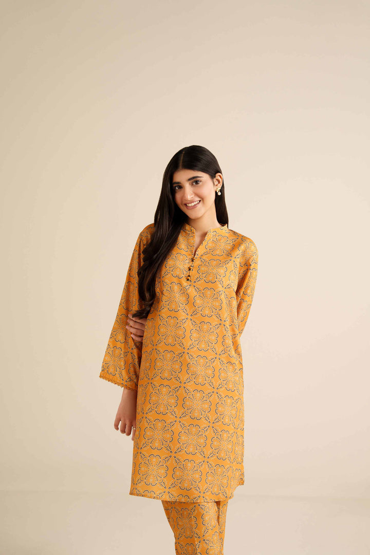 NishatUK - Mustard Printed Swiss Lawn 2-piece ready to wear Dress