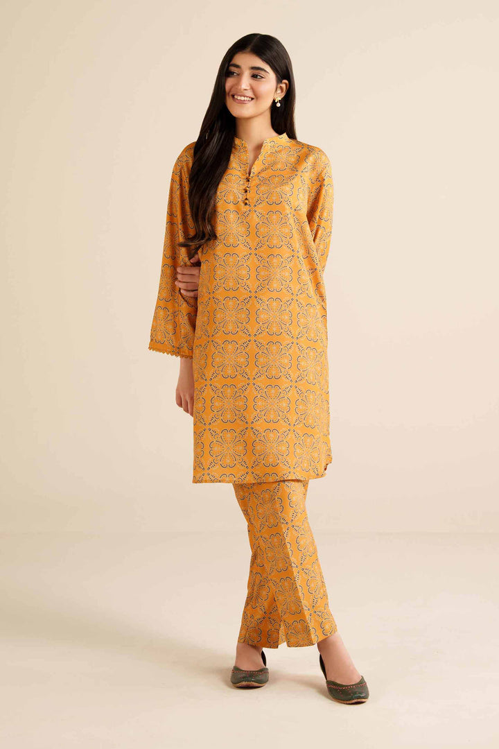 NishatUK - Mustard Printed Swiss Lawn 2-piece ready to wear Dress