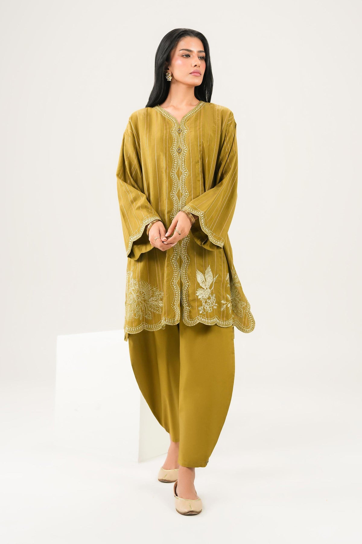Nishat UK - Green Embroidered Viscose 2 Pieces ready to wear Dress