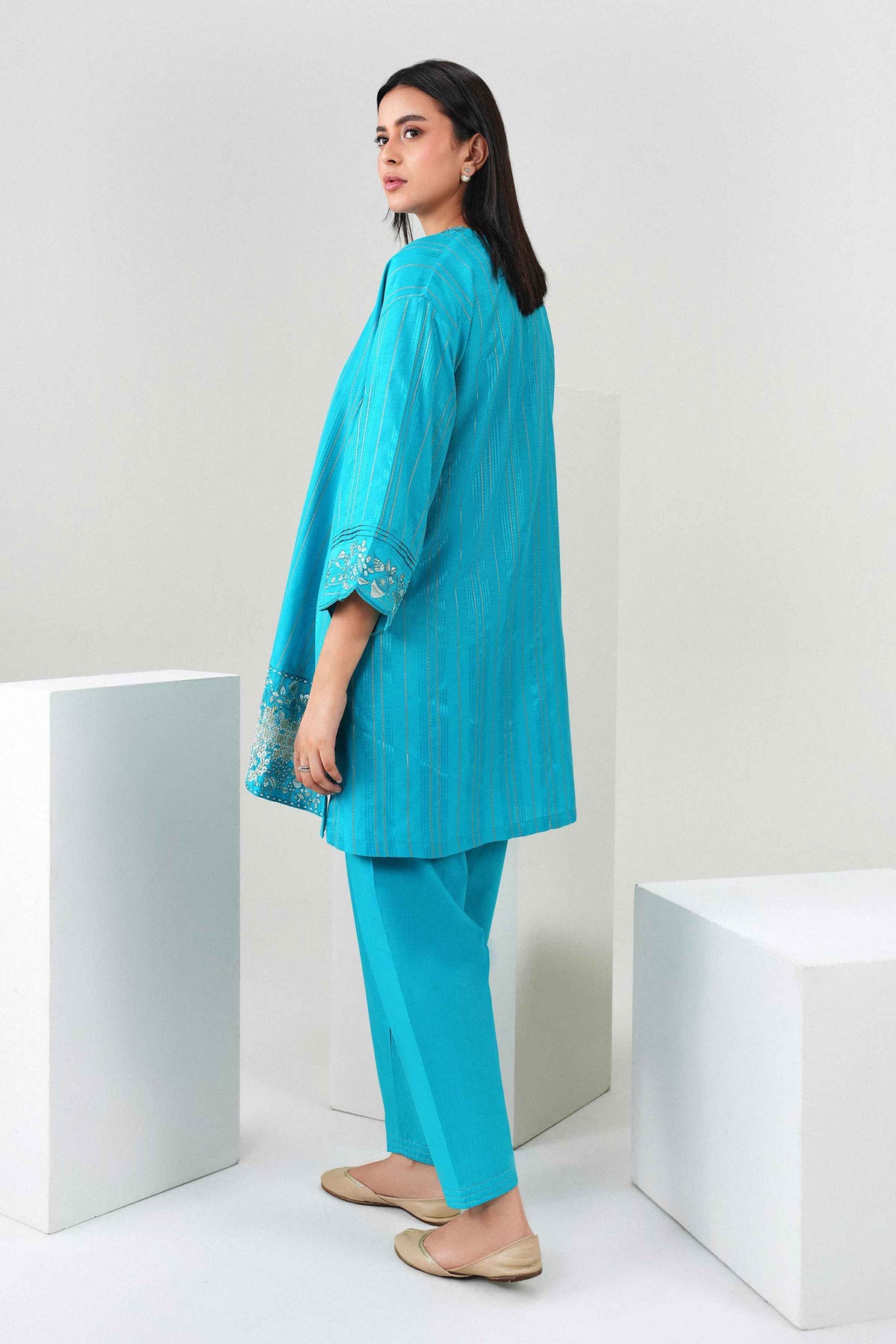 Nishat UK - Blue Embroidered Viscose 2 Pieces ready to wear Dress