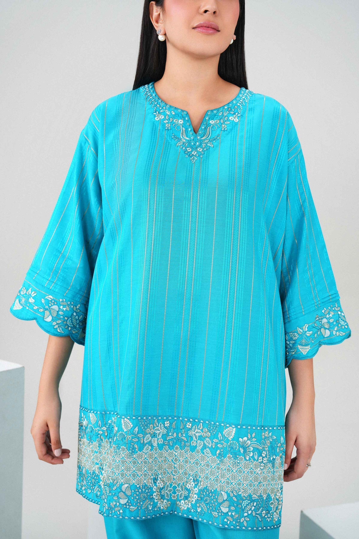 Nishat UK - Blue Embroidered Viscose 2 Pieces ready to wear Dress