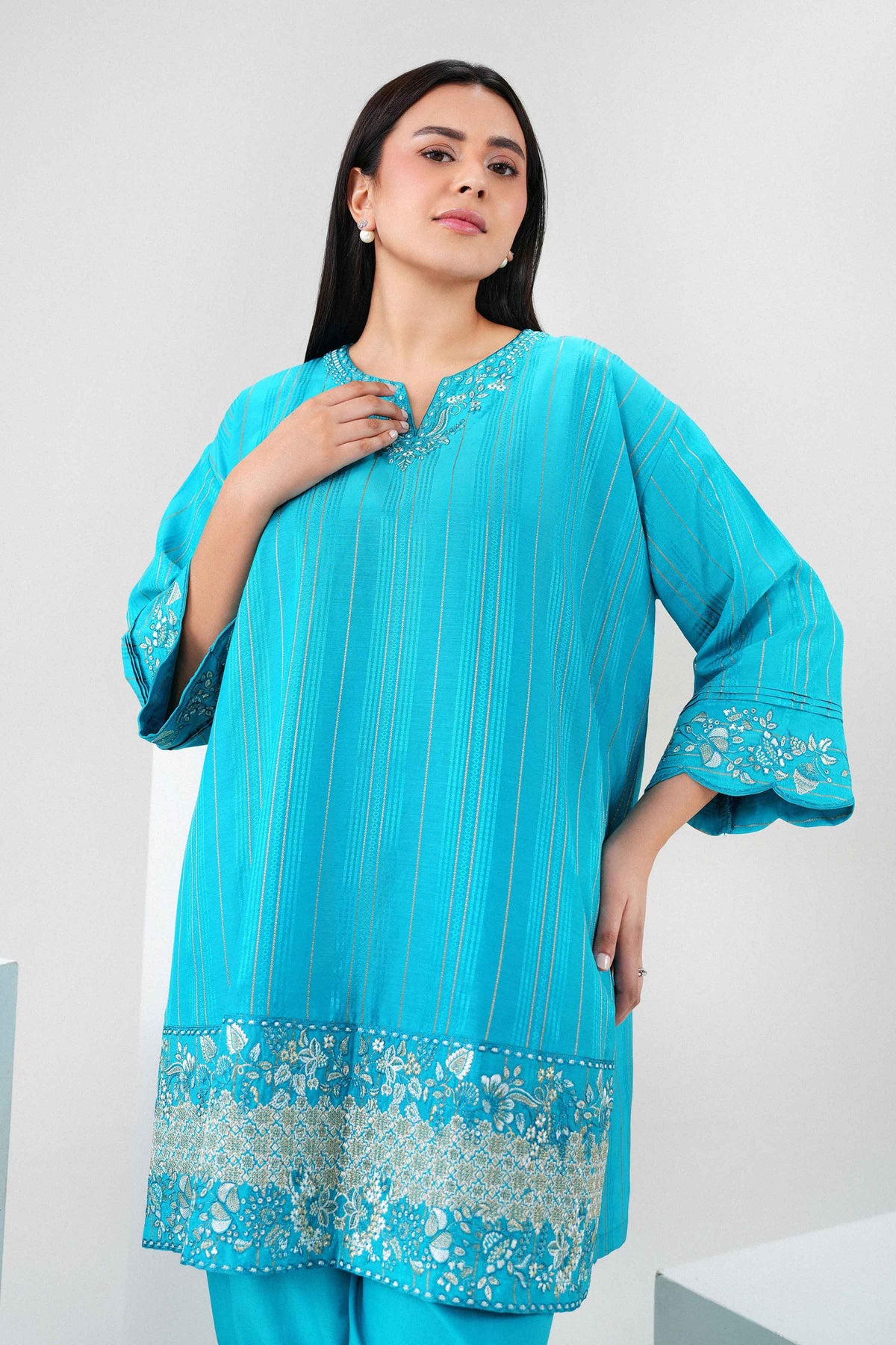 Nishat UK - Blue Embroidered Viscose 2 Pieces ready to wear Dress