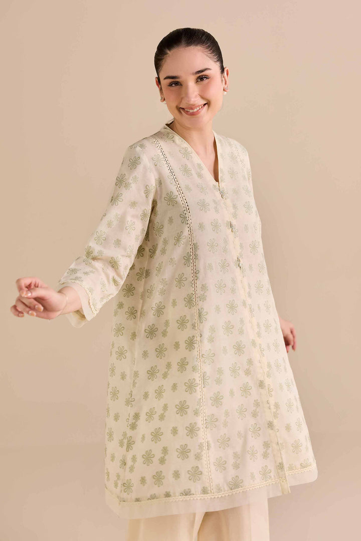 NishatUK - White Printed Jacquard 2-piece ready to wear Dress