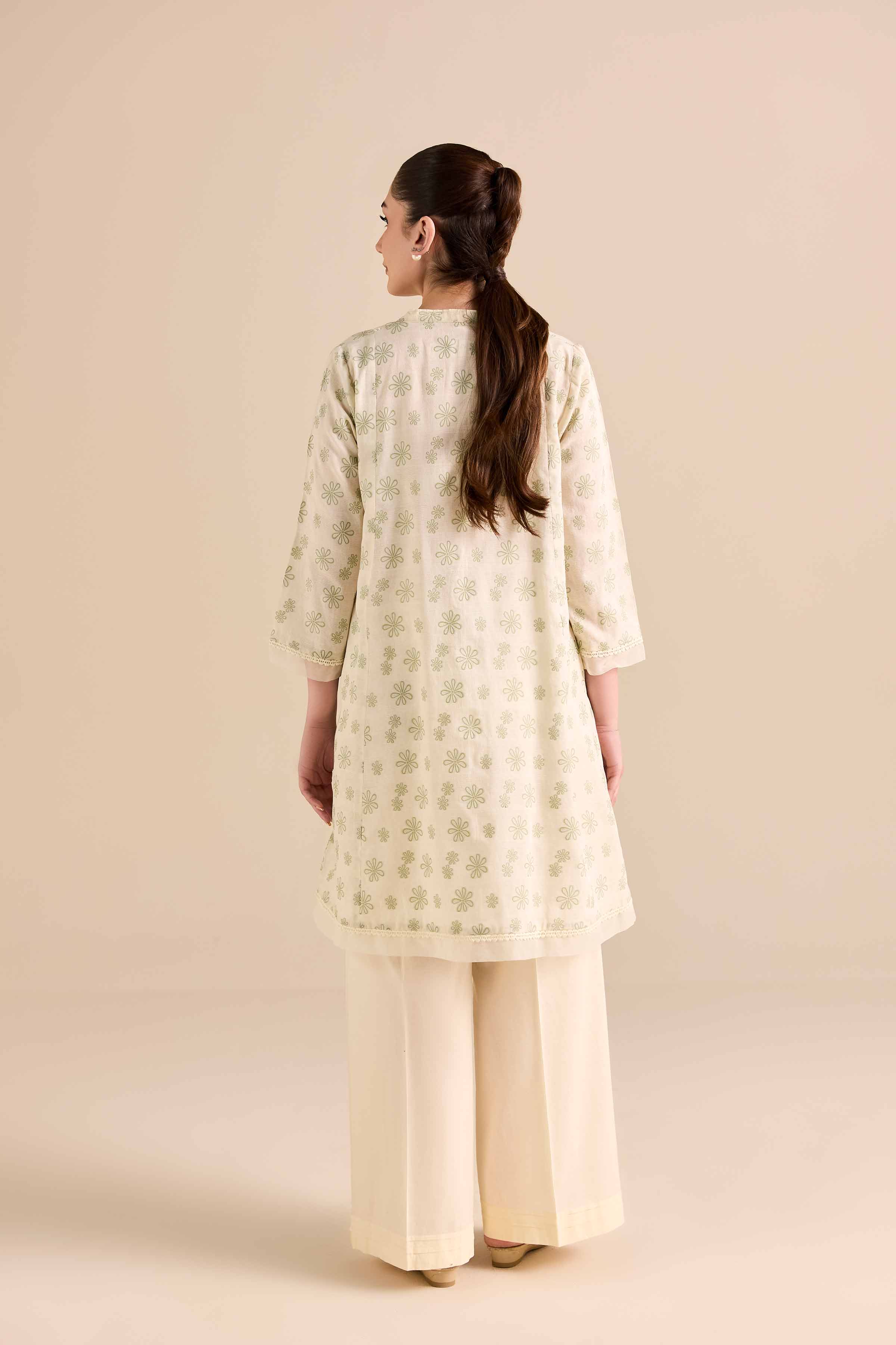 NishatUK - White Printed Jacquard 2-piece ready to wear Dress