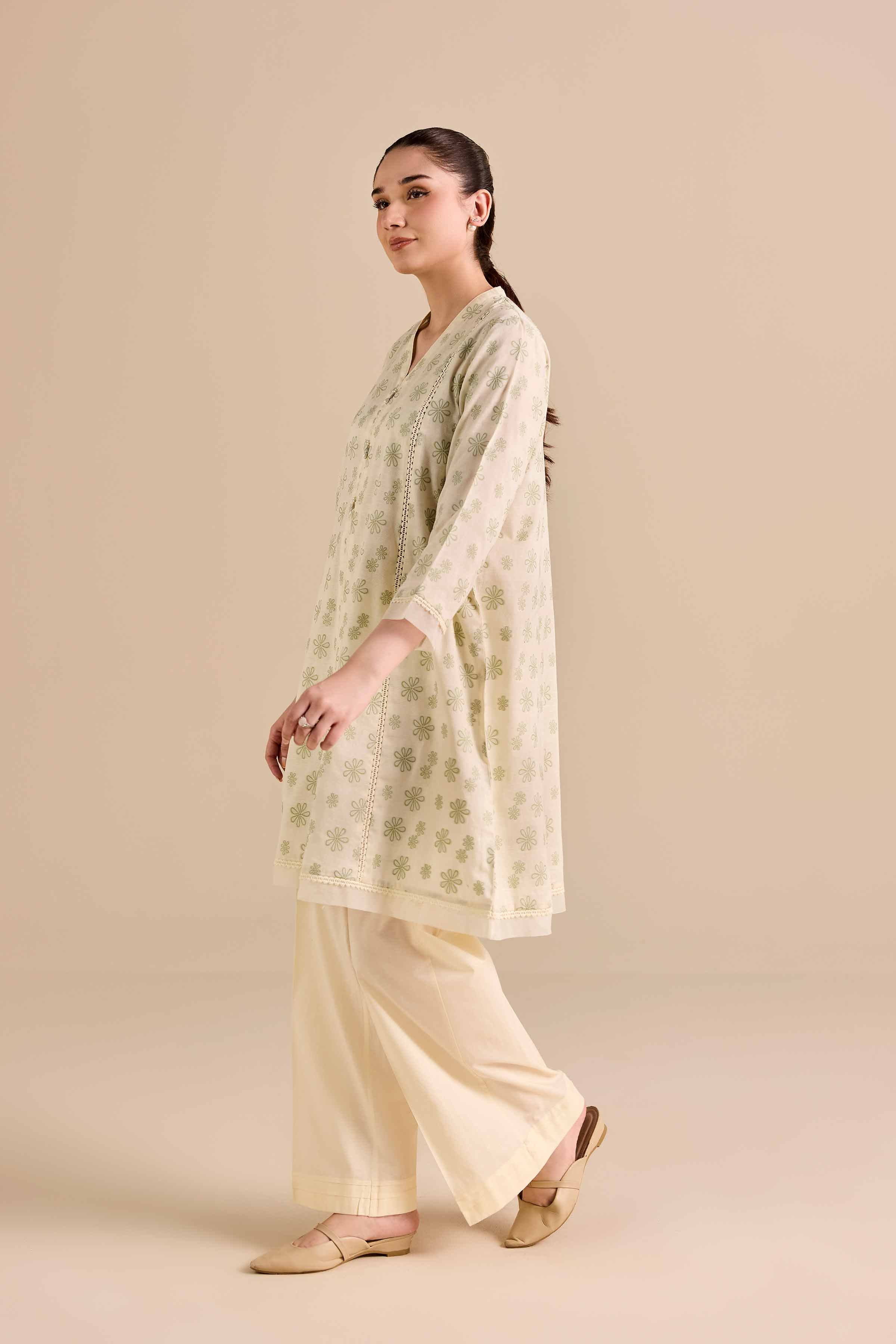 NishatUK - White Printed Jacquard 2-piece ready to wear Dress