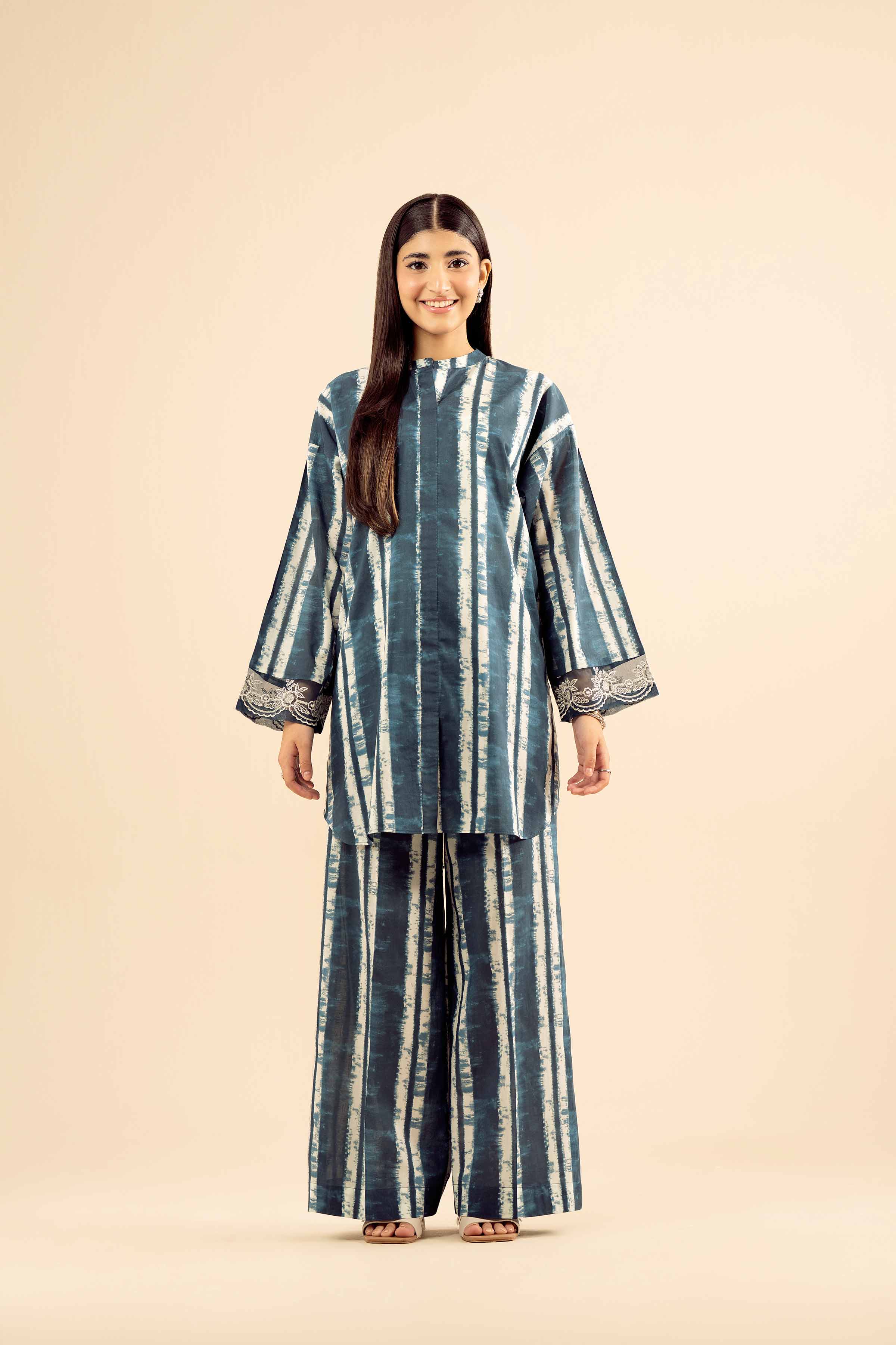 NishatUK - Blue Embroidered Cambric 2-piece ready to wear Dress