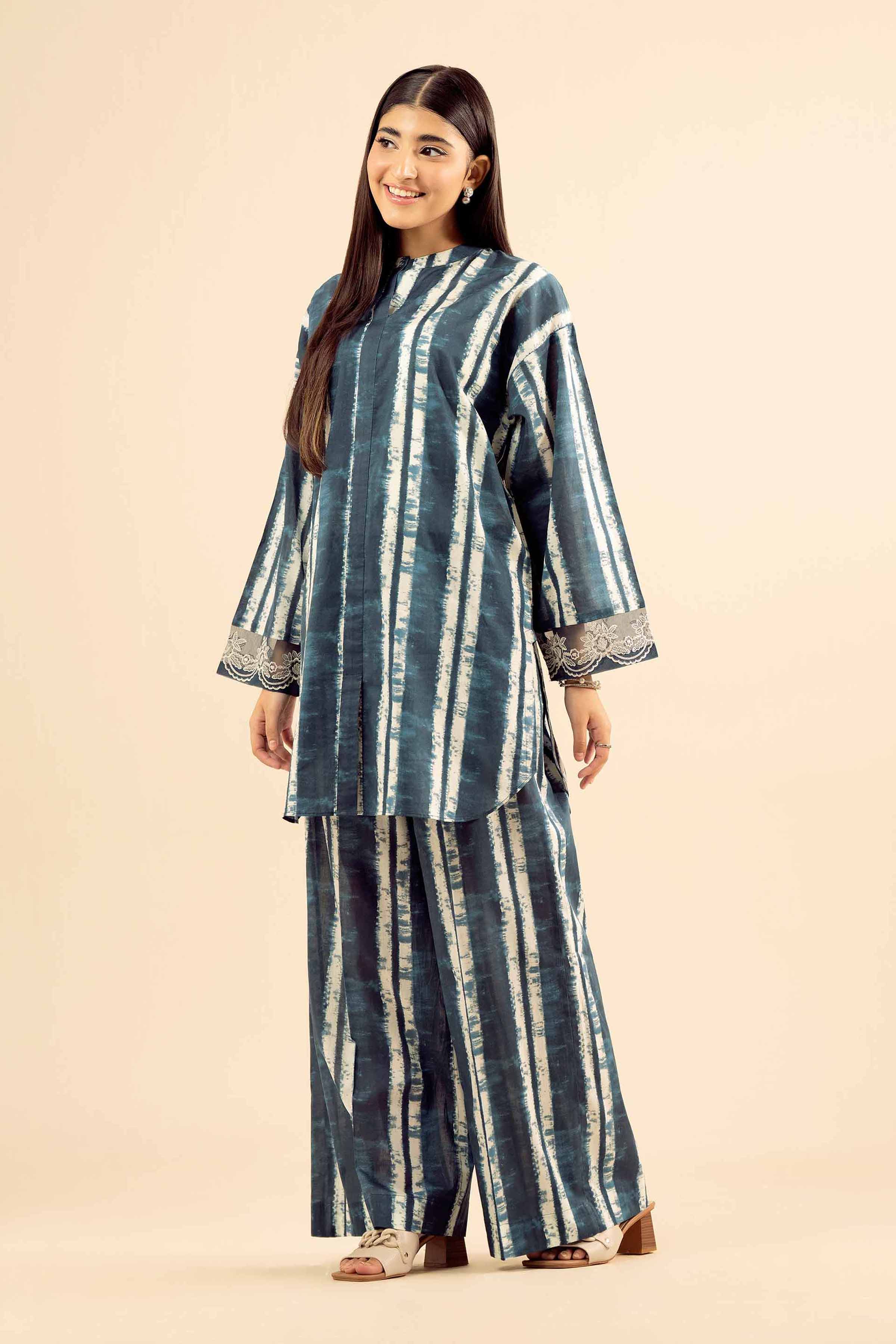 NishatUK - Blue Embroidered Cambric 2-piece ready to wear Dress