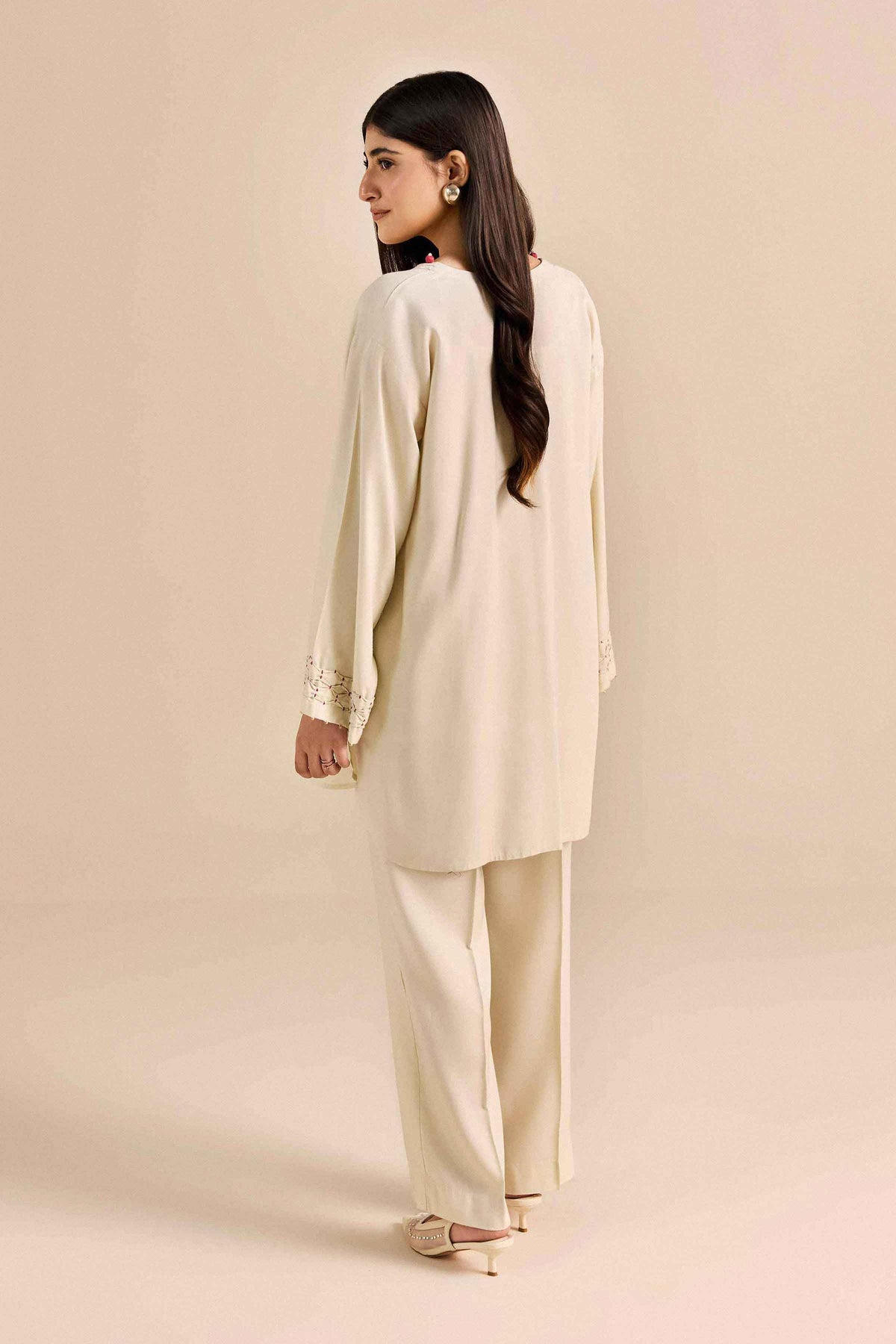 Nishat UK - White Solids Linen 2 Pieces ready to wear Dress