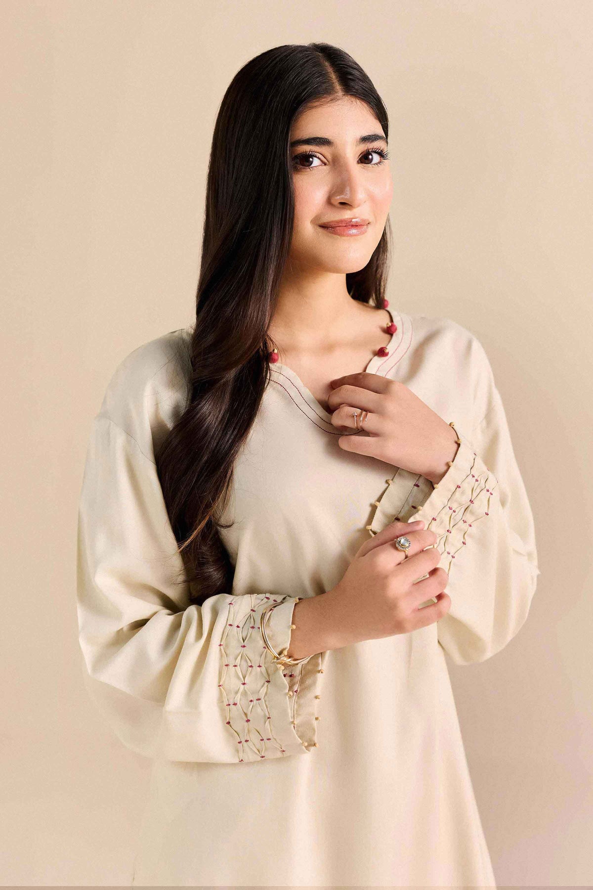 Nishat UK - White Solids Linen 2 Pieces ready to wear Dress