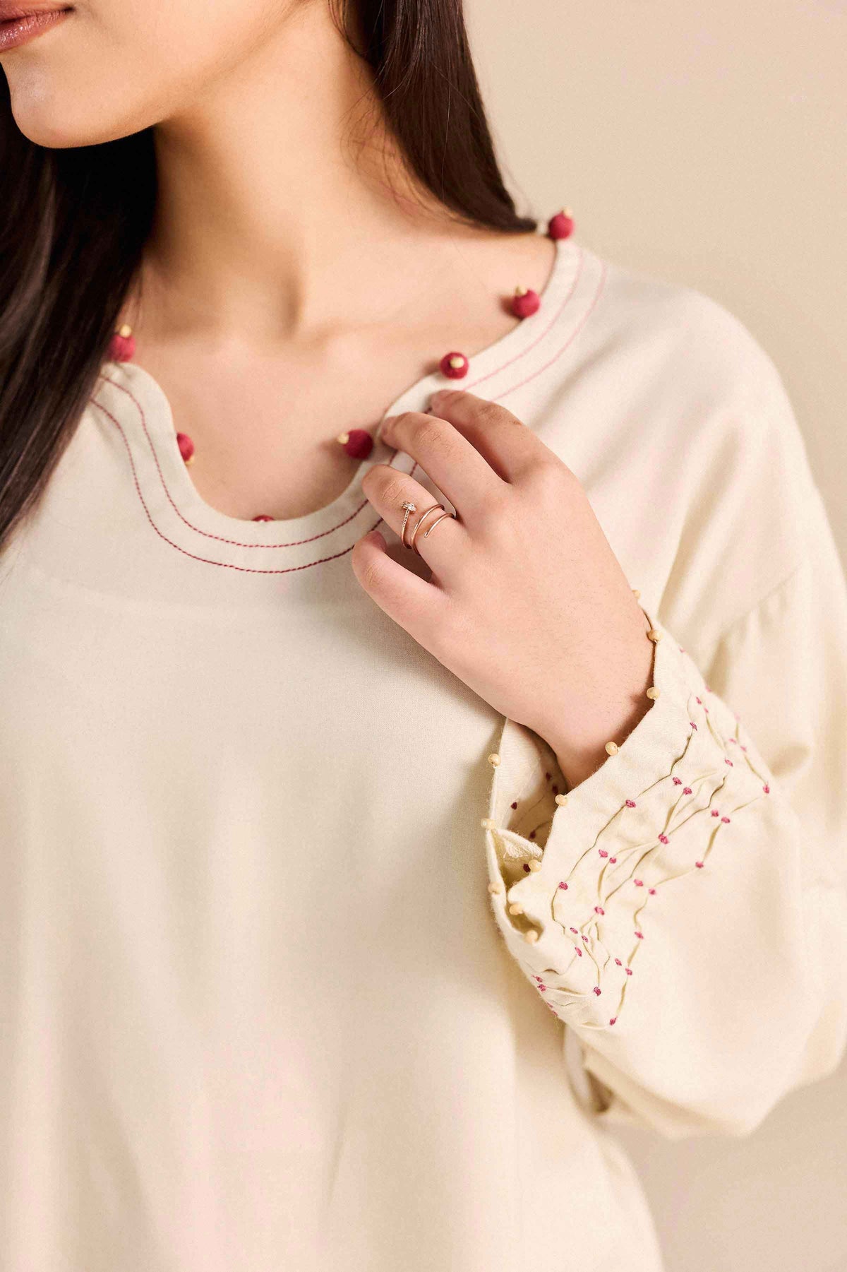 Nishat UK - White Solids Linen 2 Pieces ready to wear Dress