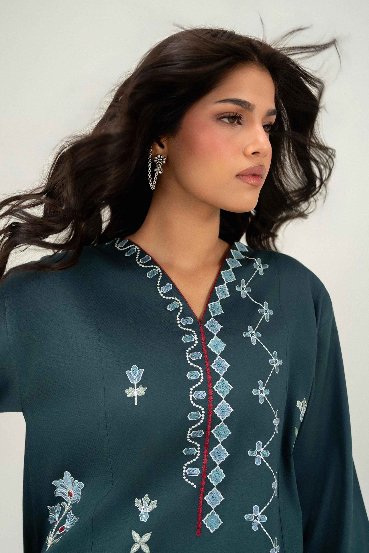Nishat UK - Green Embroidered Cambric 2 Pieces ready to wear Dress