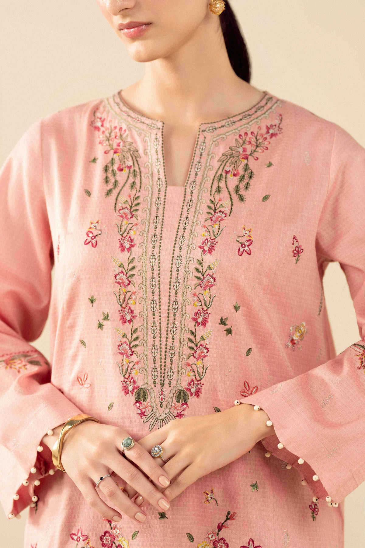 Nishat UK - Pink Embroidered Dobby 2 Pieces ready to wear Dress