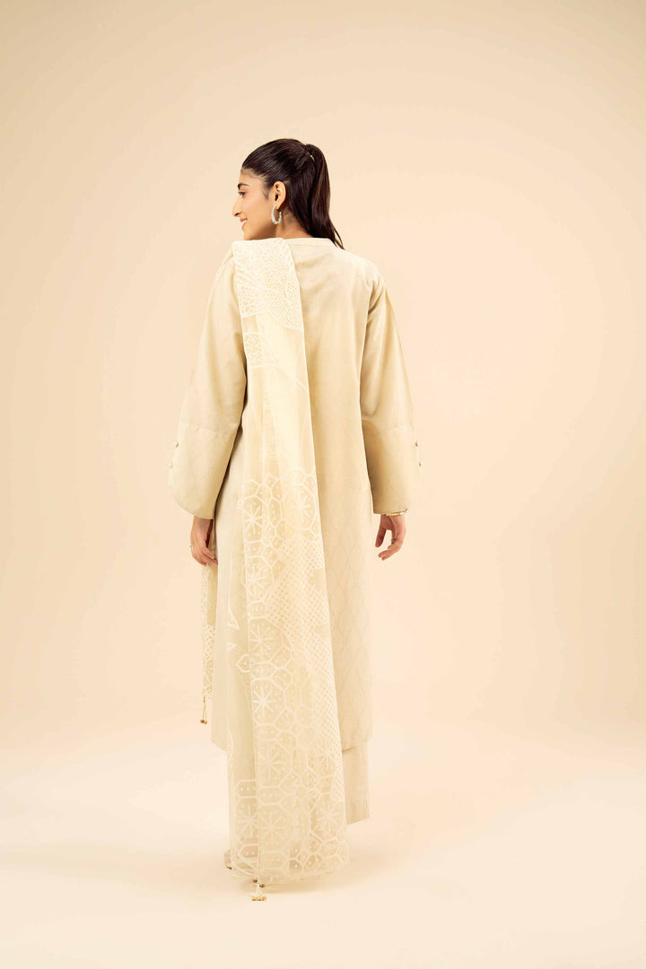 NishatUK - Beige Printed Jacquard 3-piece ready to wear Suit