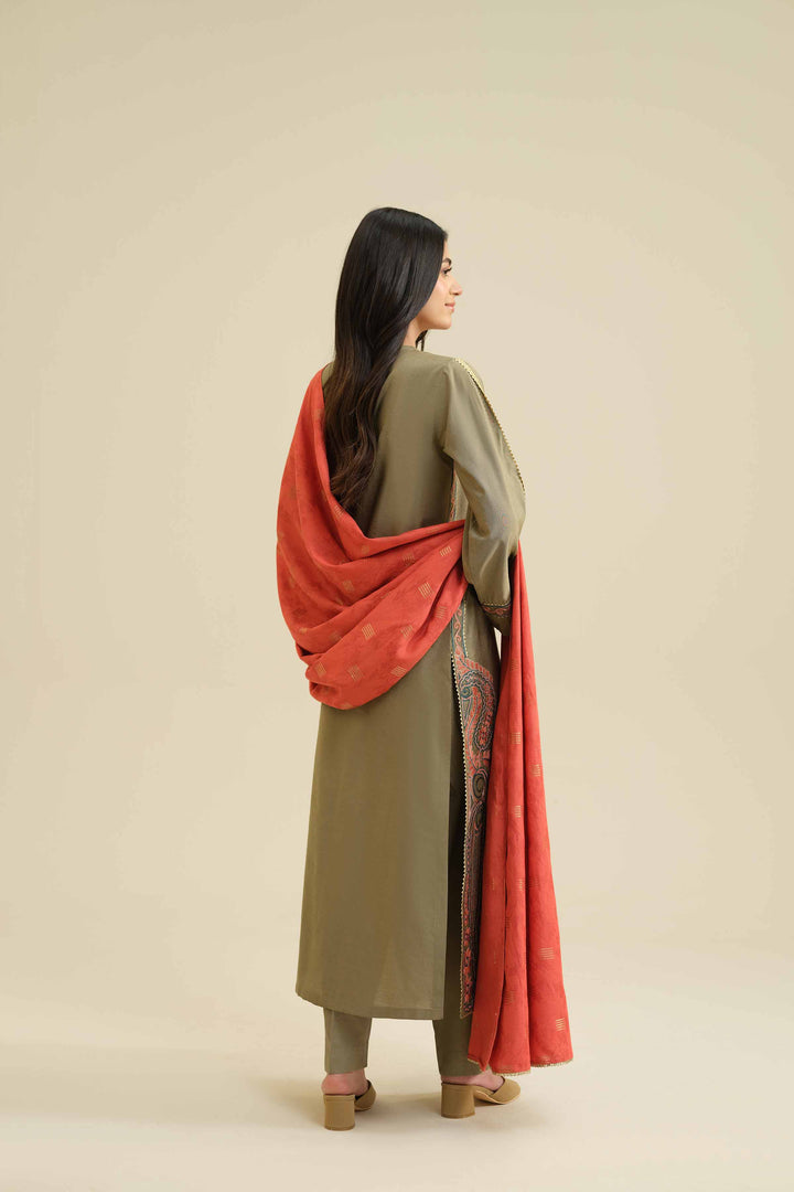 NishatUK - Green Embroidered Silk 3-piece ready to wear Suit