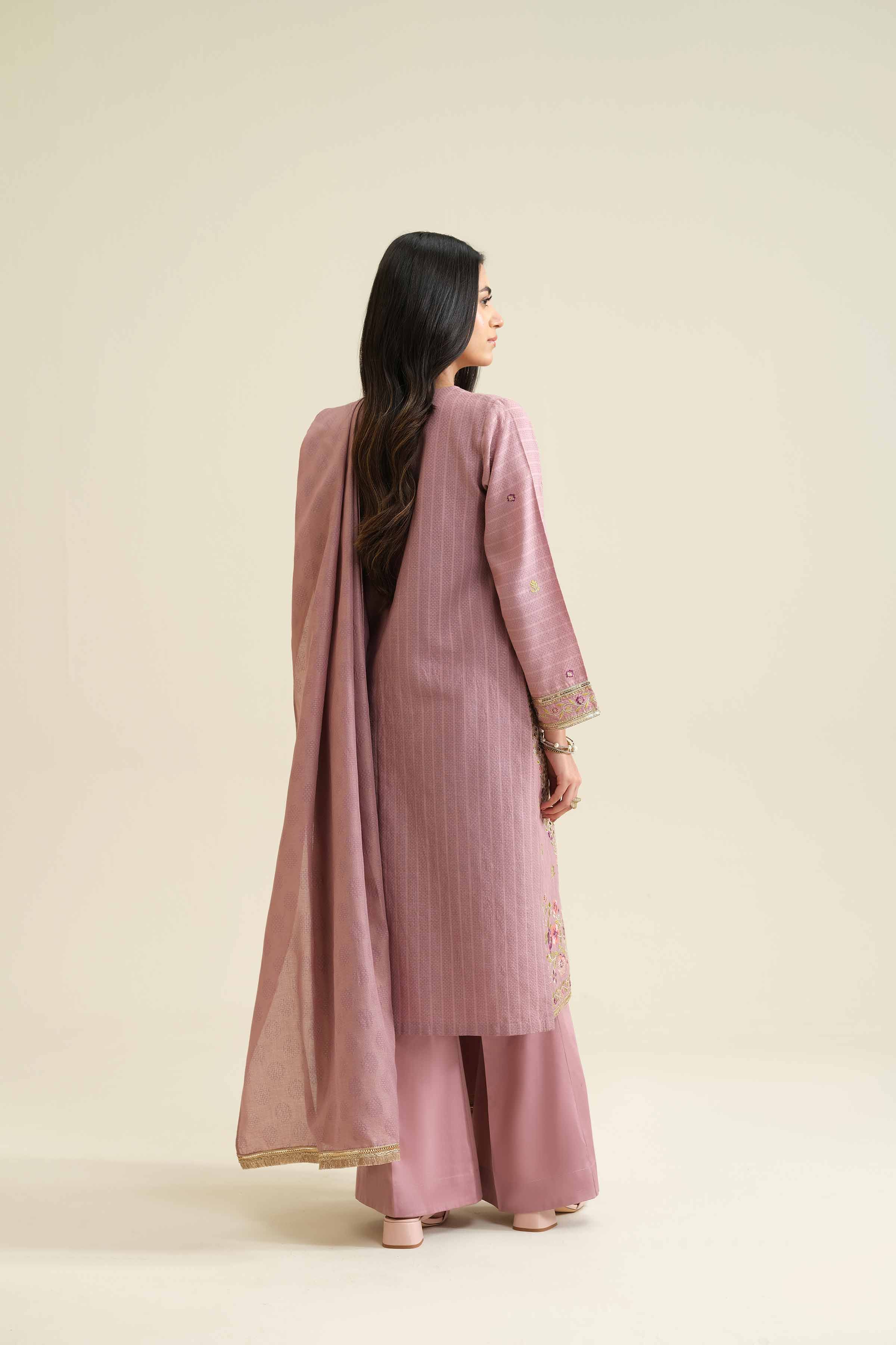 NishatUK - Pink Embroidered Jacquard 3-piece ready to wear Suit