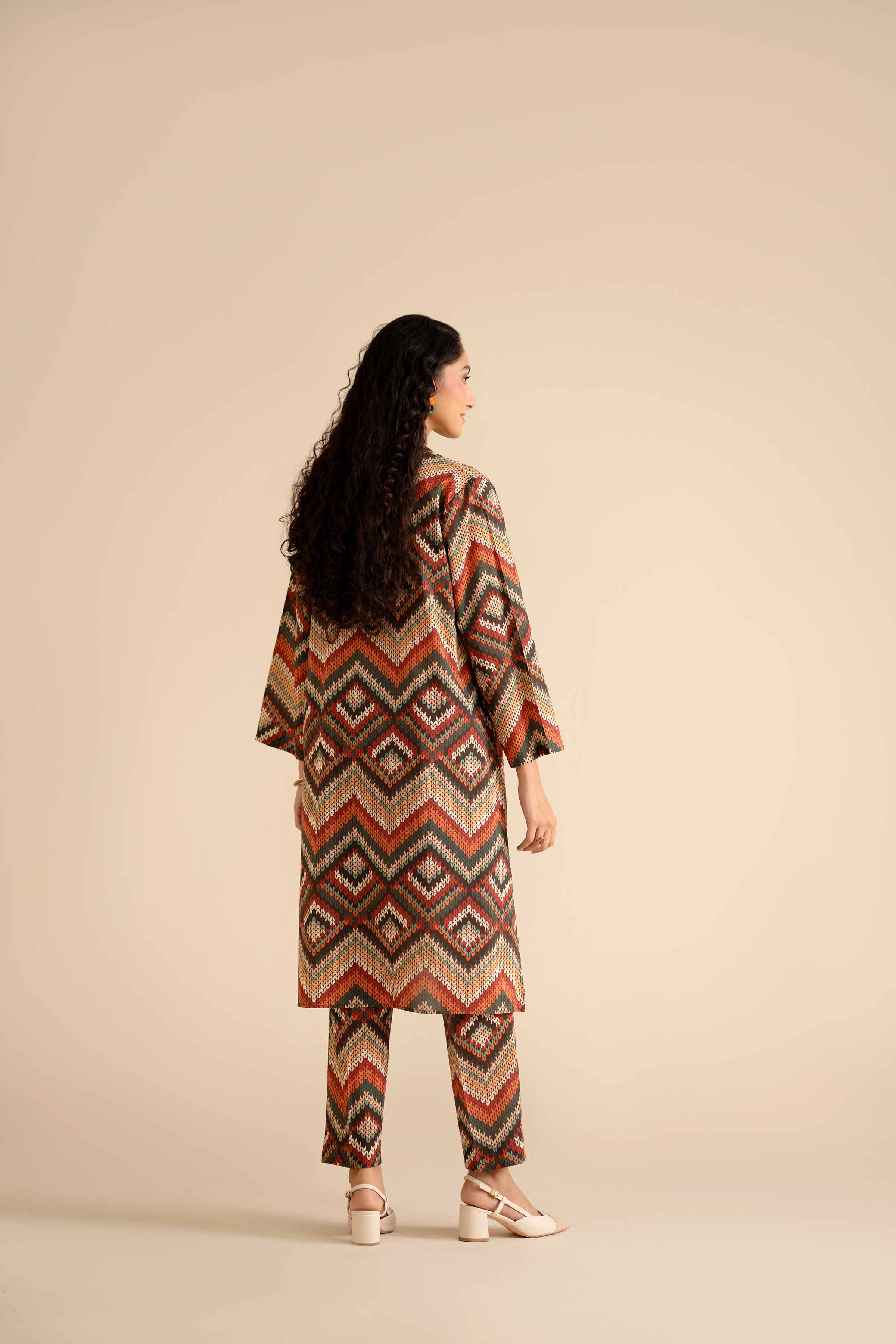 NishatUK - Maroon Printed Cambric 2-piece ready to wear Dress