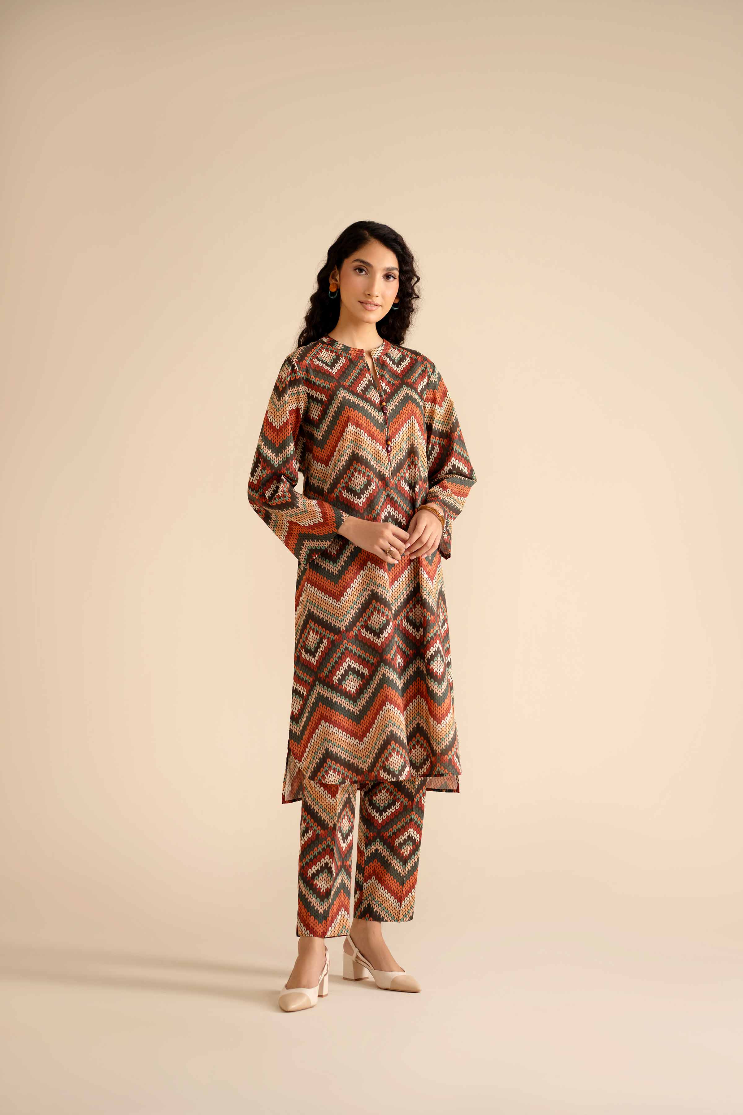 NishatUK - Maroon Printed Cambric 2-piece ready to wear Dress