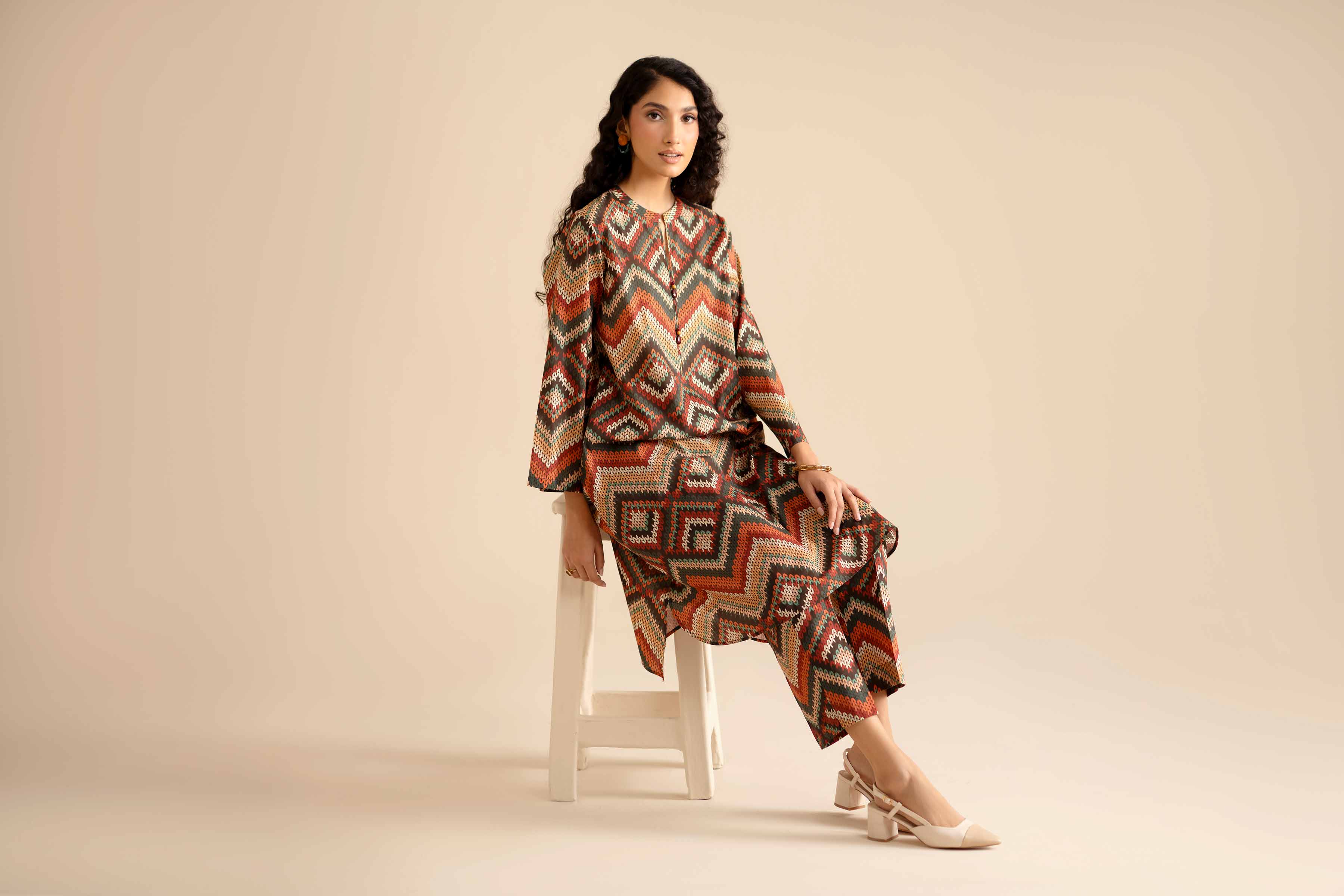 NishatUK - Maroon Printed Cambric 2-piece ready to wear Dress