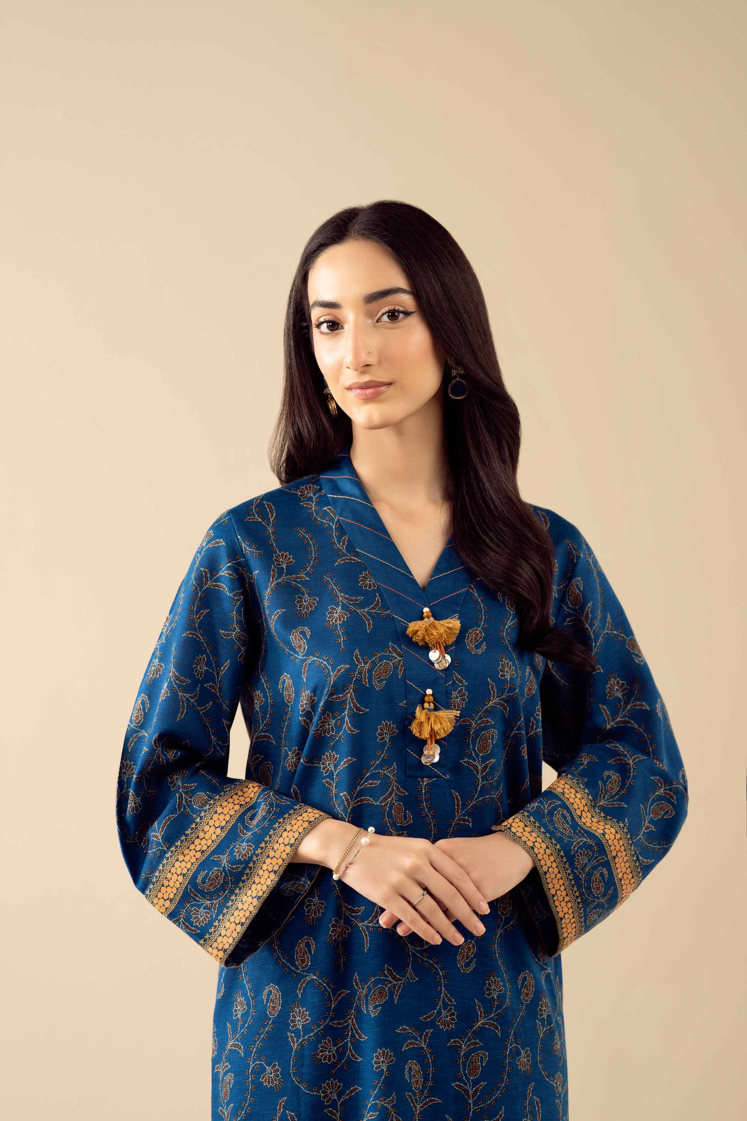 NishatUK - Blue Embroidered Karandi 2-piece ready to wear Dress