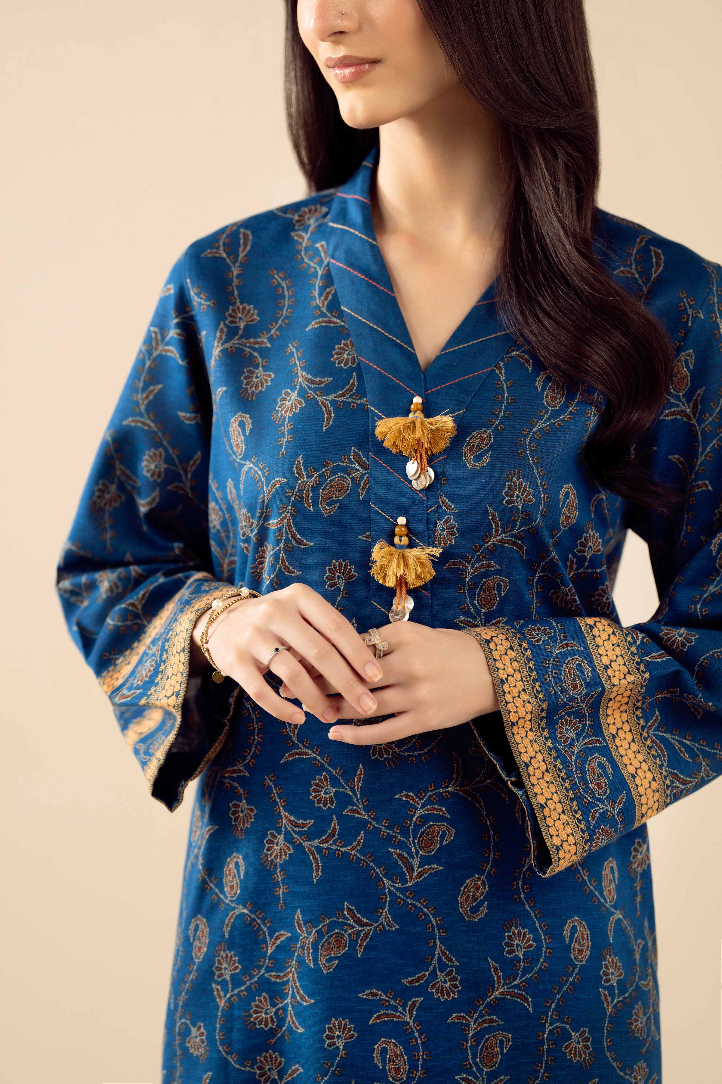 NishatUK - Blue Embroidered Karandi 2-piece ready to wear Dress