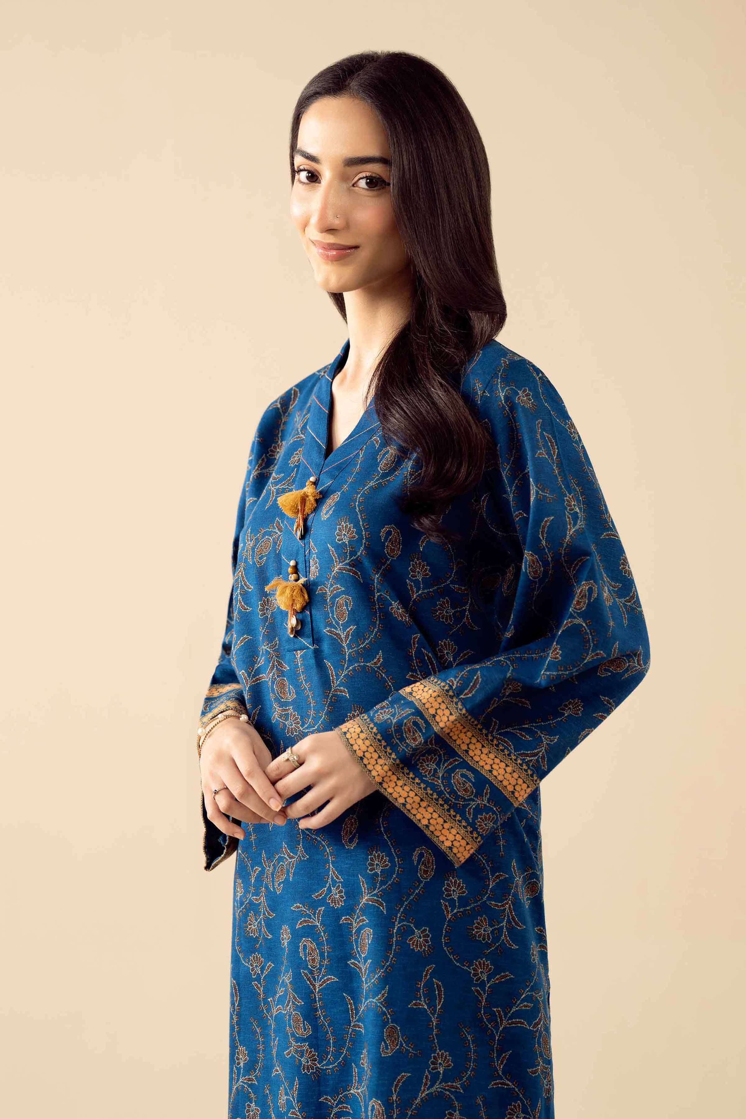 NishatUK - Blue Embroidered Karandi 2-piece ready to wear Dress