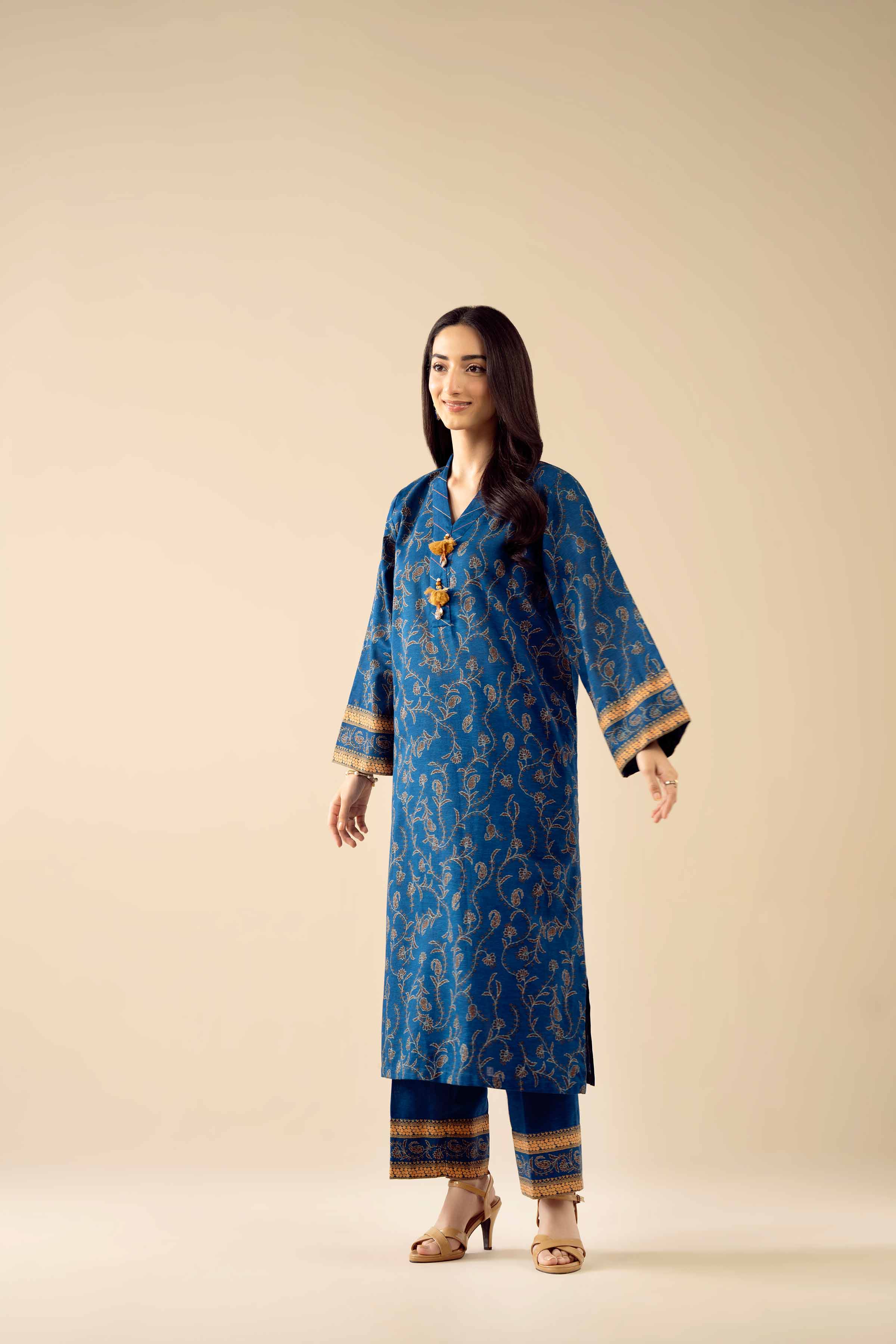 NishatUK - Blue Embroidered Karandi 2-piece ready to wear Dress