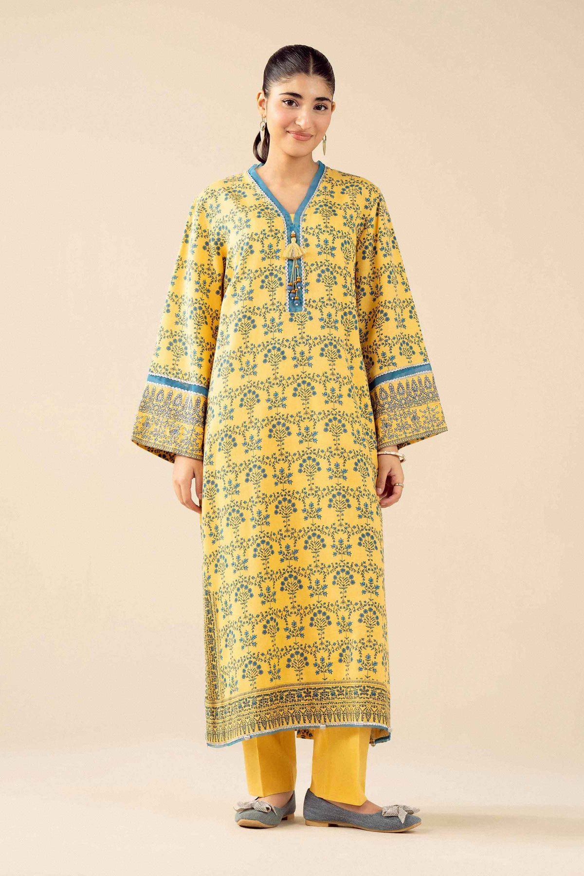 Nishat UK - Yellow Embroidered Karandi 3 Pieces ready to wear 