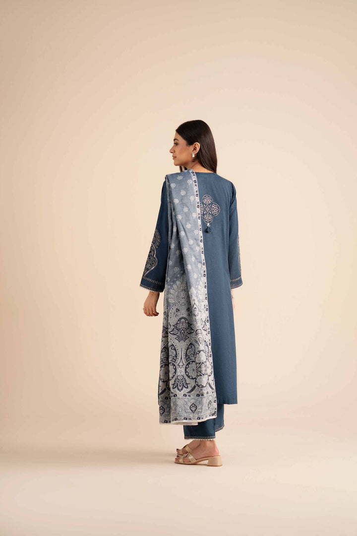NishatUK - Blue Embroidered Karandi 3-piece ready to wear Suit