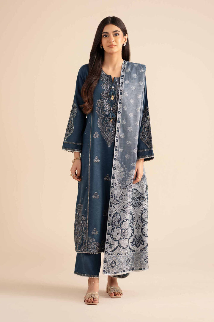 NishatUK - Blue Embroidered Karandi 3-piece ready to wear Suit