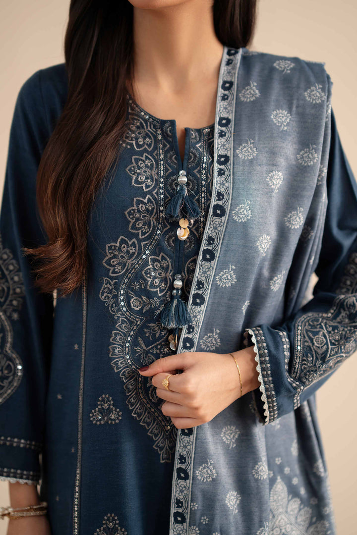 NishatUK - Blue Embroidered Karandi 3-piece ready to wear Suit