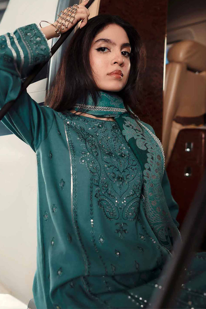 NishatUK - Teal Embroidered Karandi 3-piece ready to wear Suit