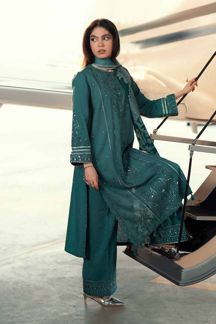 NishatUK - Teal Embroidered Karandi 3-piece ready to wear Suit