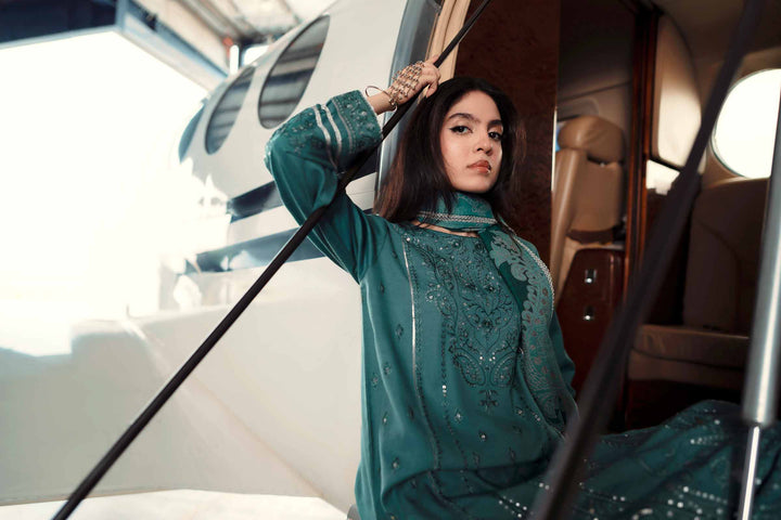 NishatUK - Teal Embroidered Karandi 3-piece ready to wear Suit