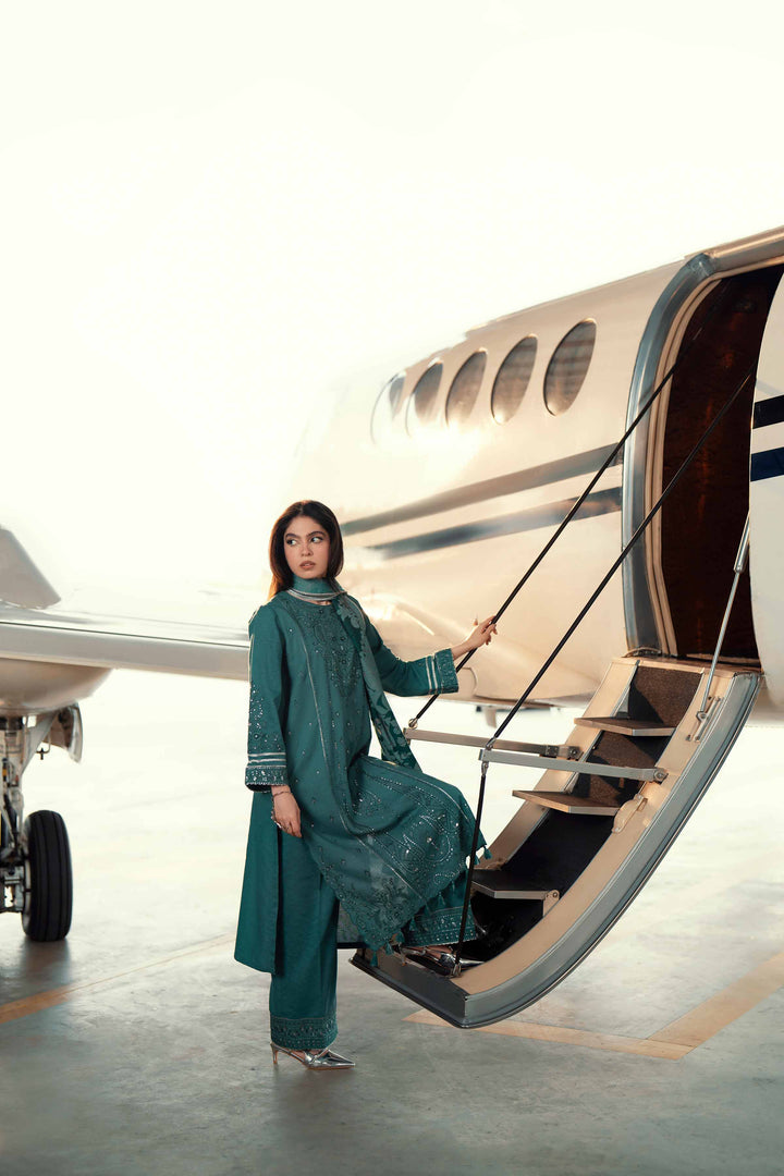 NishatUK - Teal Embroidered Karandi 3-piece ready to wear Suit