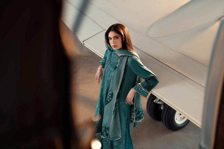NishatUK - Teal Embroidered Karandi 3-piece ready to wear Suit