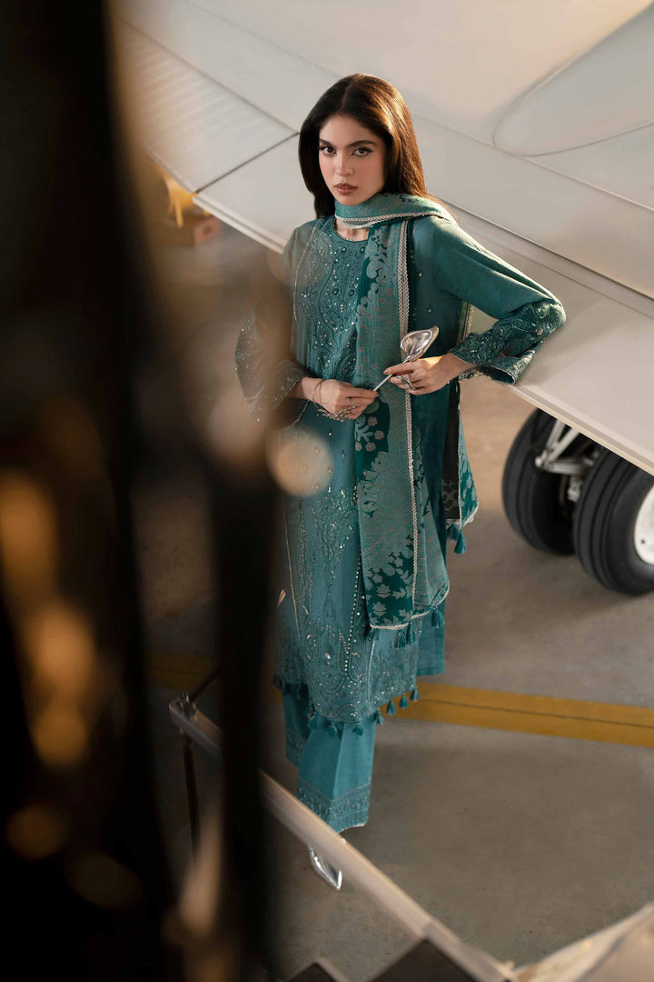 NishatUK - Teal Embroidered Karandi 3-piece ready to wear Suit