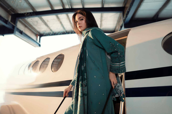 NishatUK - Teal Embroidered Karandi 3-piece ready to wear Suit