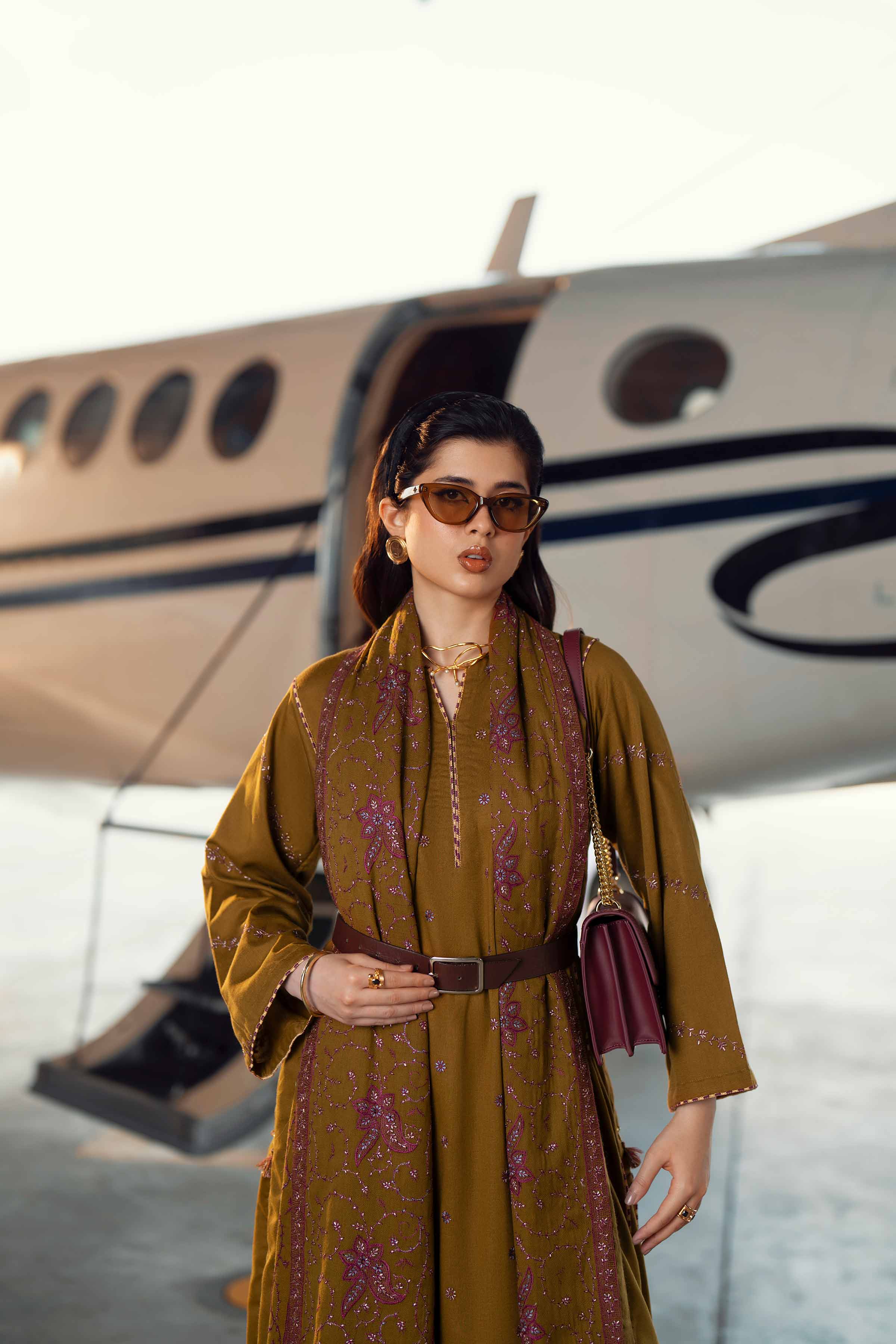 NishatUK - Olive Embroidered  Karandi 3-piece ready to wear Suit