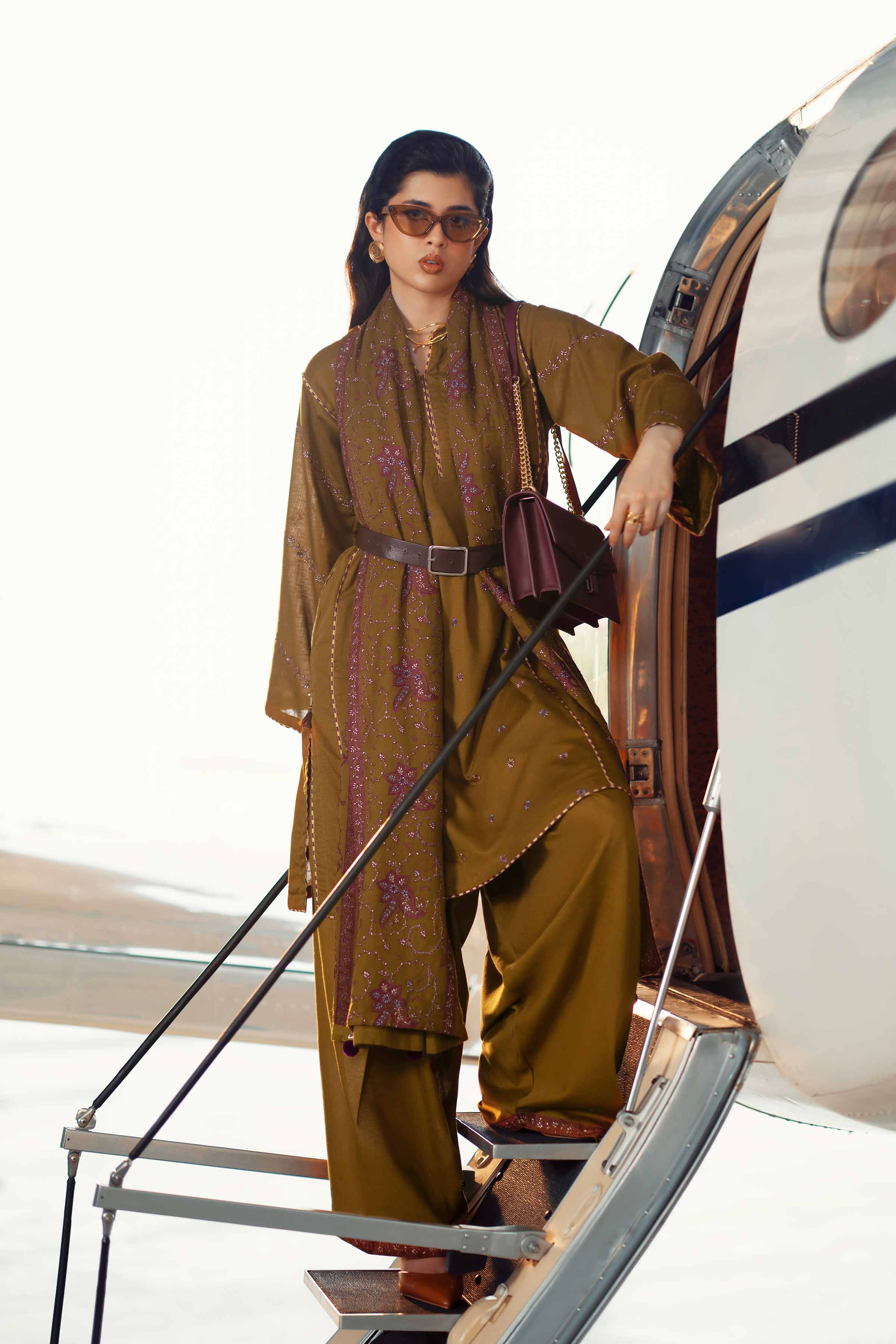 NishatUK - Olive Embroidered  Karandi 3-piece ready to wear Suit