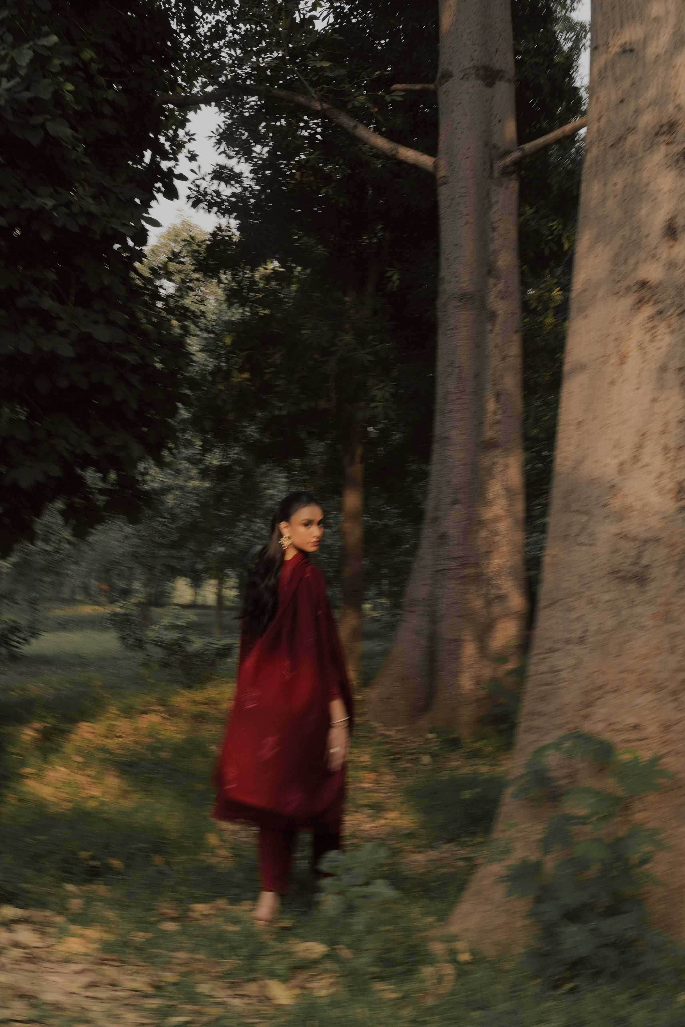 NishatUK - Red Embroidered Karandi 3-piece ready to wear suit