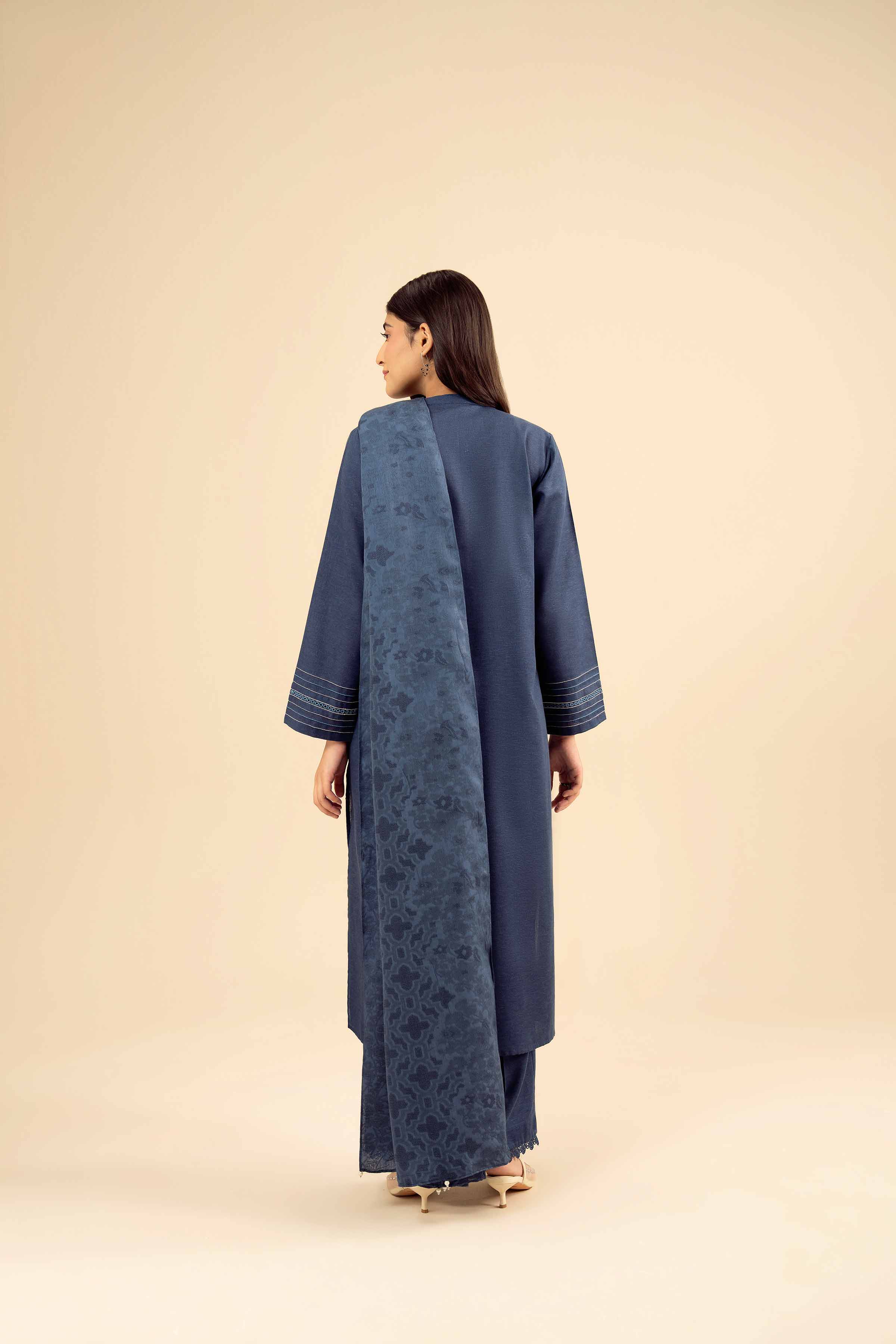 NishatUK - Blue Embroidered Karandi 3-piece ready to wear Suit