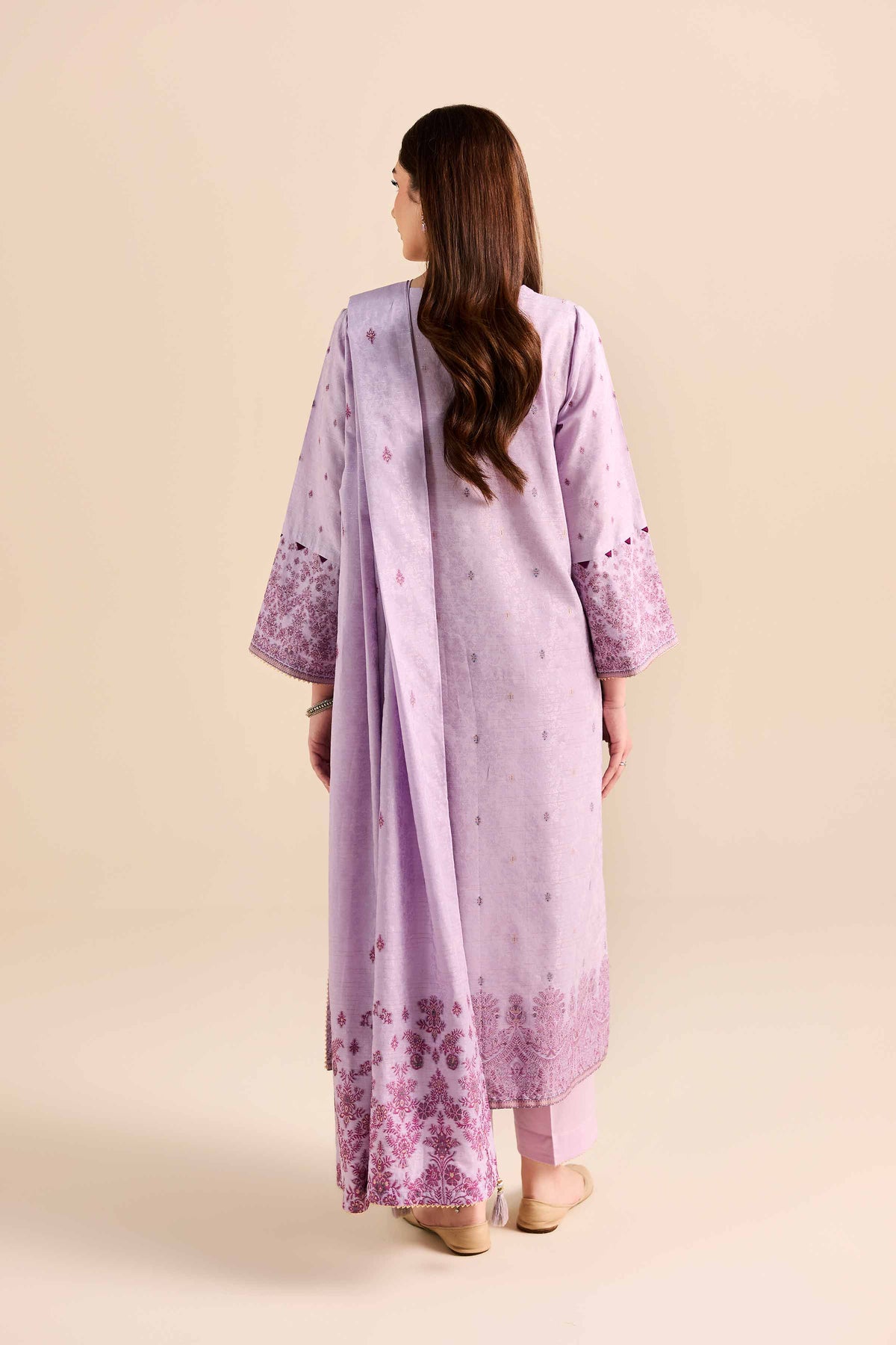 Nishat UK - Purple Printed Jacquard 3 Pieces ready to wear Suit