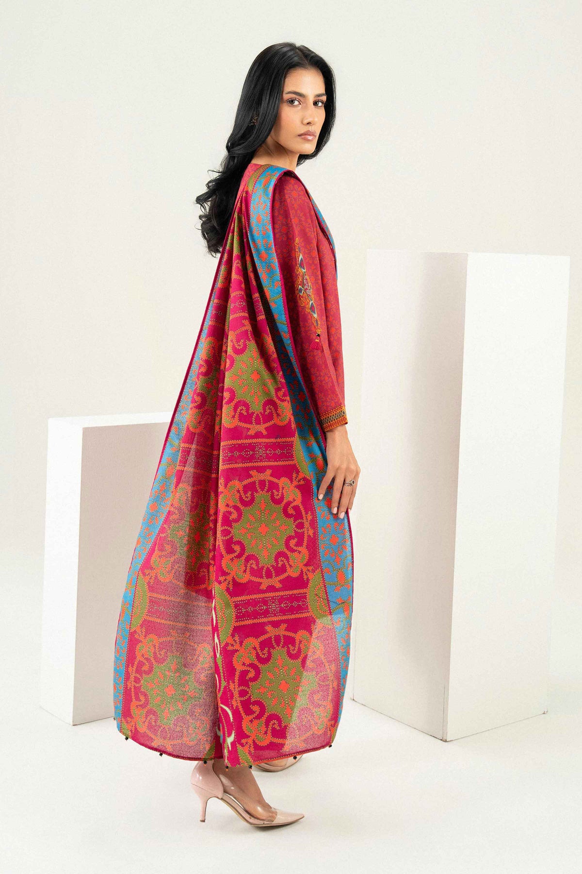 Nishat UK - Pink Embroidered Karandi 3 Pieces ready to wear Suit