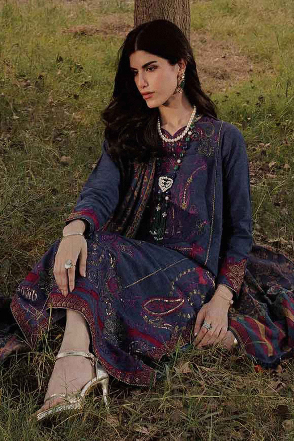 Nishat UK - Purple Embroidered Linen 3 Pieces ready to wear Suit