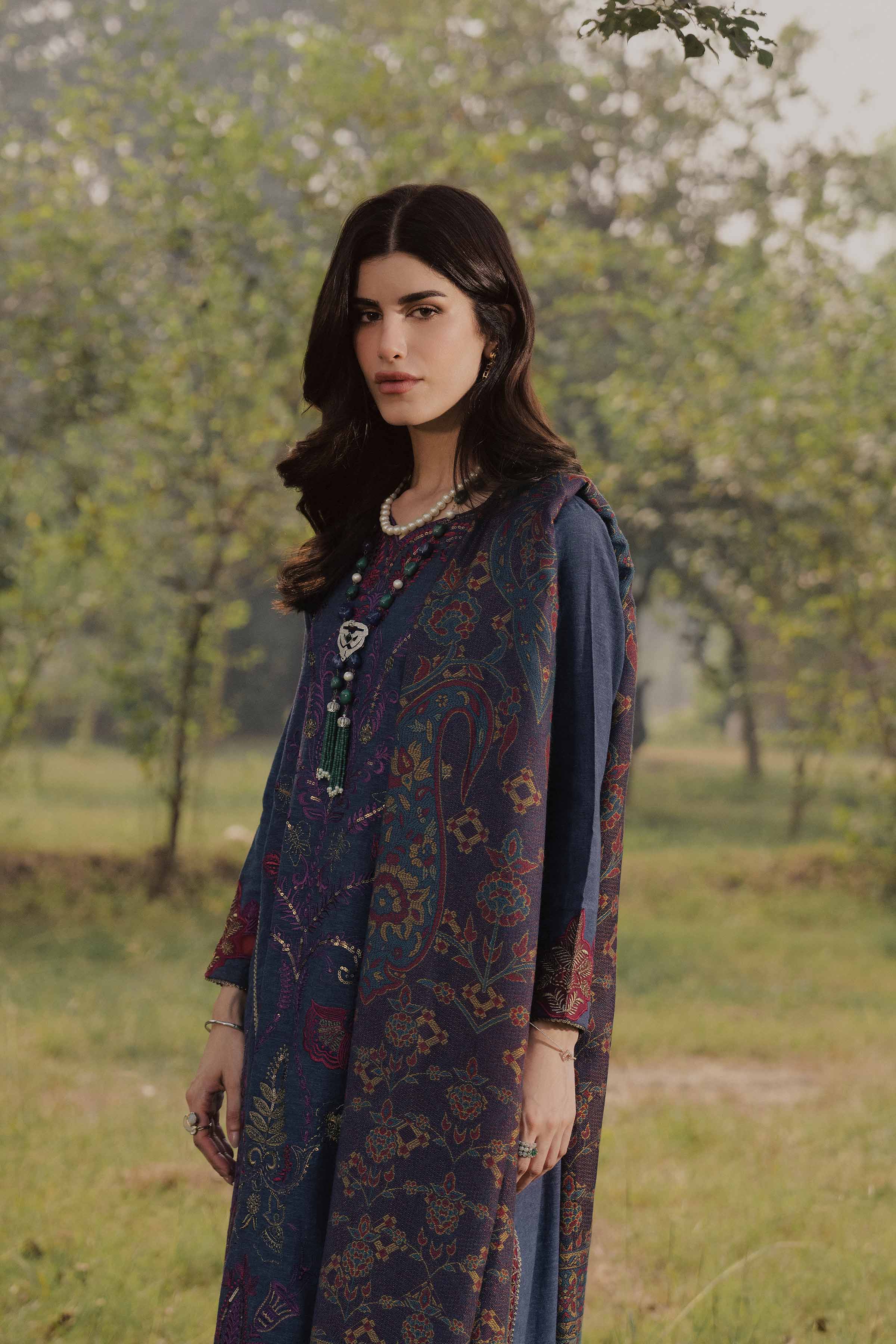 NishatUK - Blue Embroidered Linen 3-piece ready to wear Suit