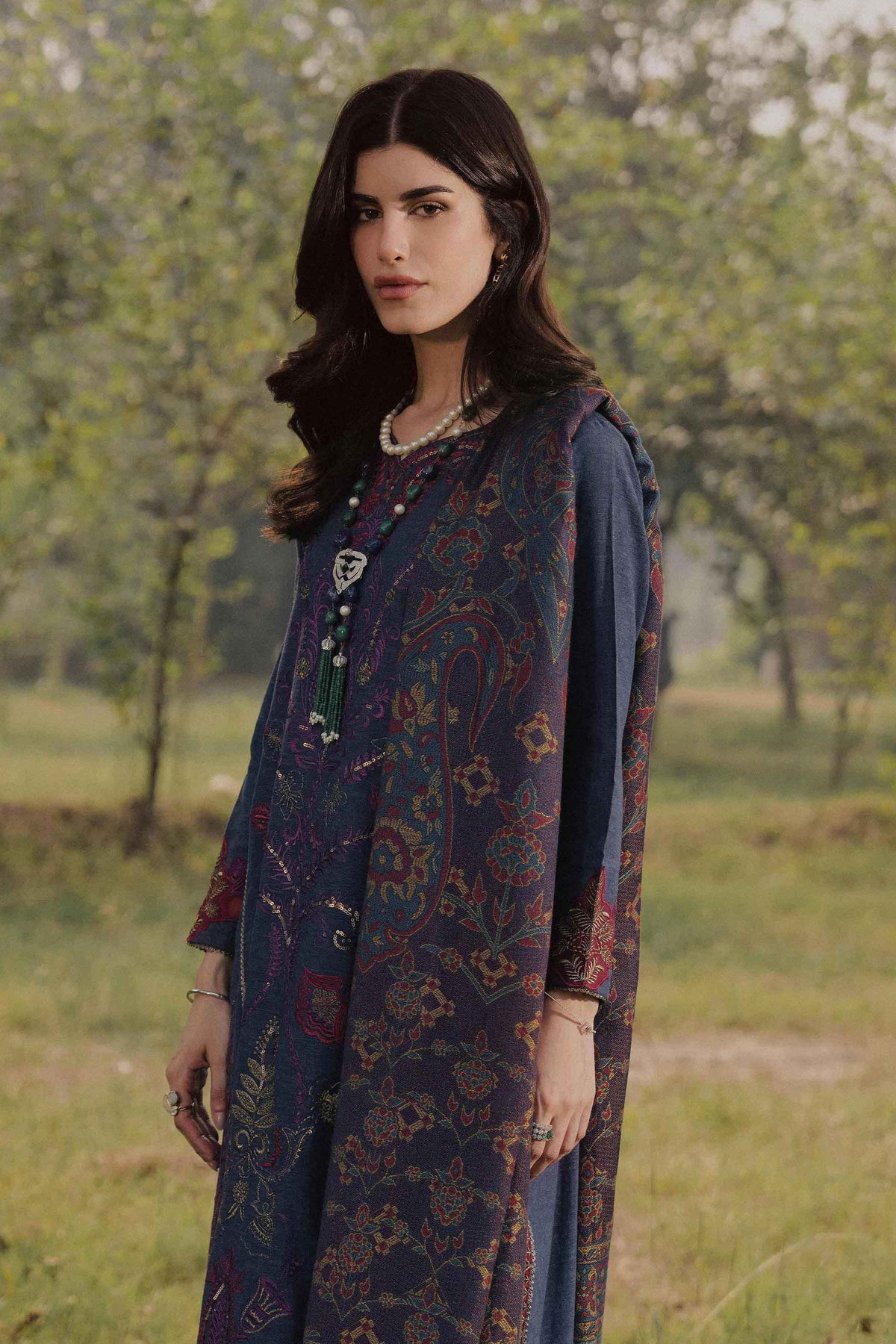 Nishat UK - Purple Embroidered Linen 3 Pieces ready to wear Suit