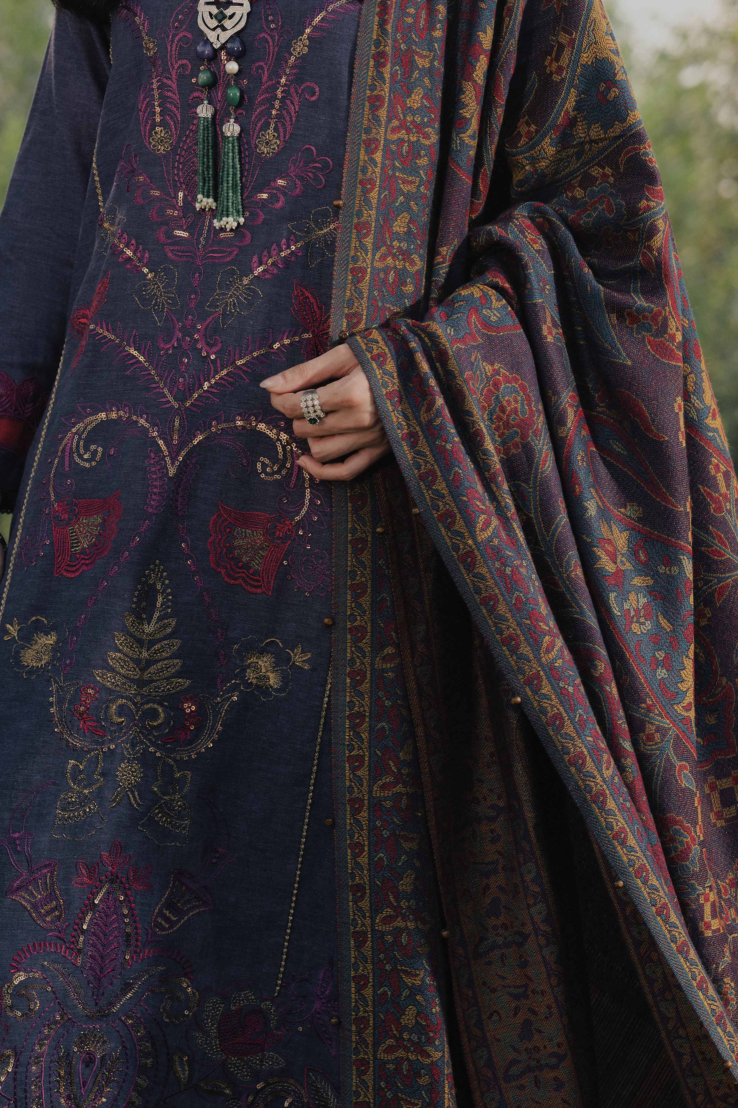 NishatUK - Blue Embroidered Linen 3-piece ready to wear Suit